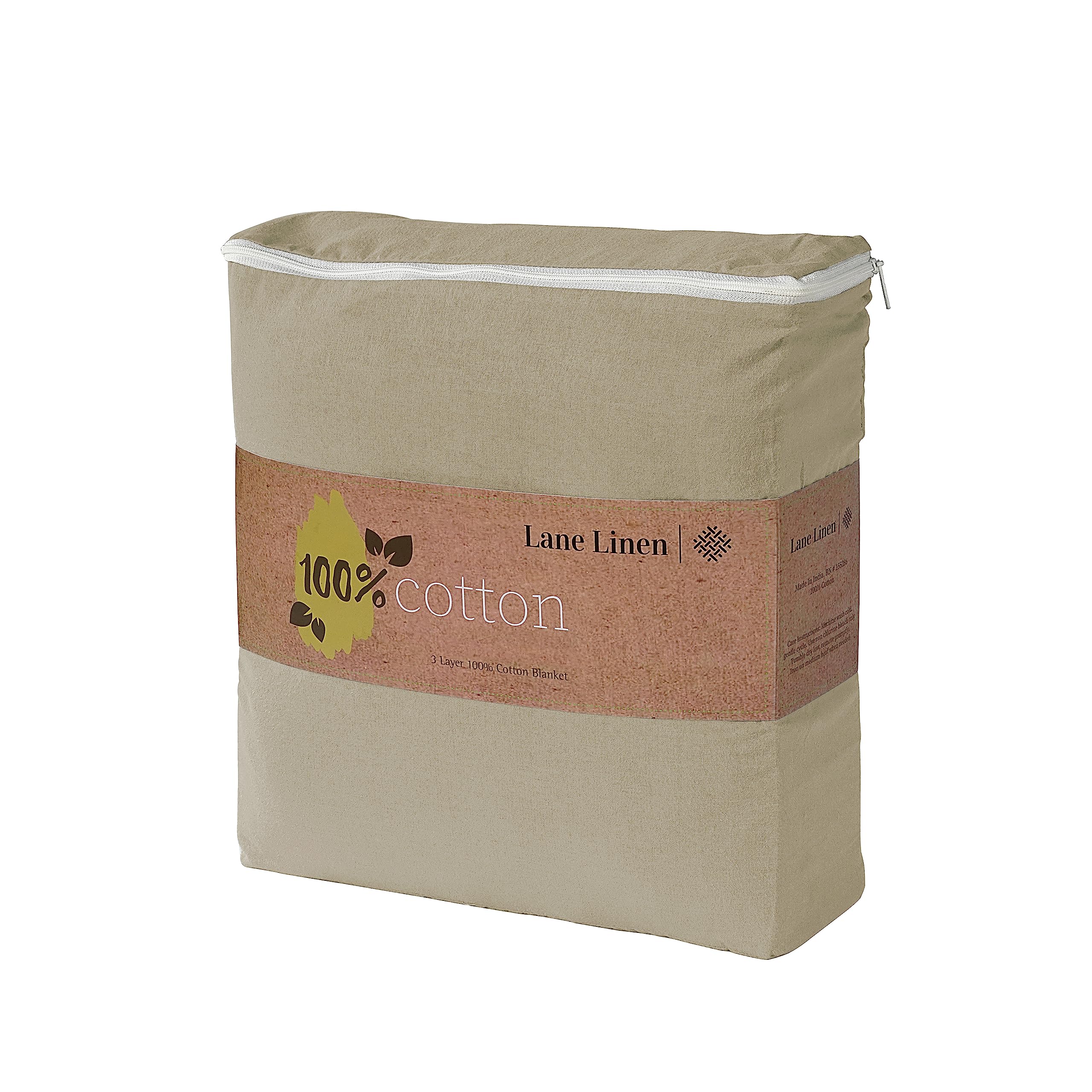 Foto 5 | Manta Lane Linen, 100% Algodón, 3 Capas, Tamaño Queen, Color Blanco - Venta Internacional.