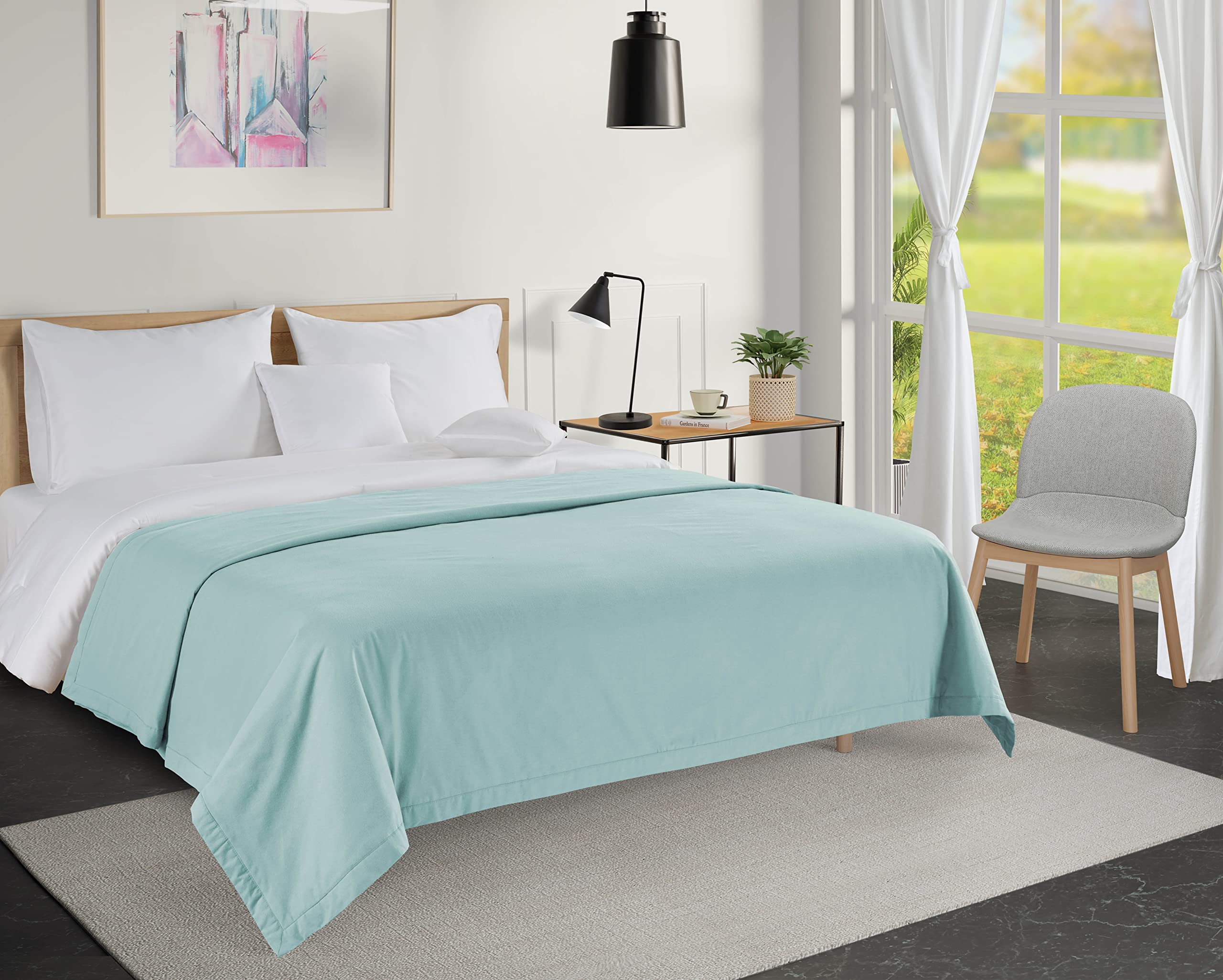 Manta Lane Linen, Tamaño Queen, 100% Algodón, 320 G/m², Azul Frío - Venta Internacional.