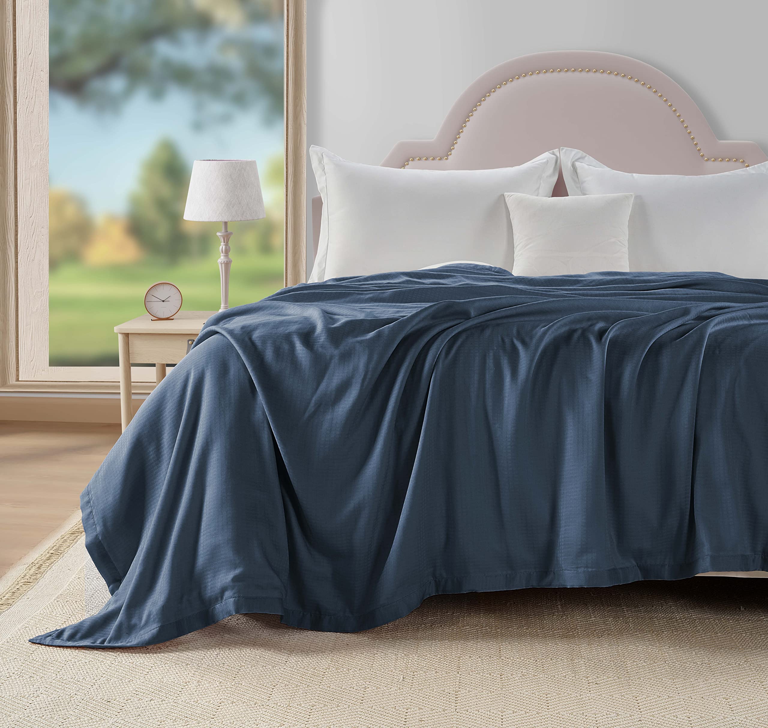 Foto 2 | Manta Lane Linen Cooling, Talla Doble, Rayón Y Eucalipto, Color Azul - Venta Internacional.