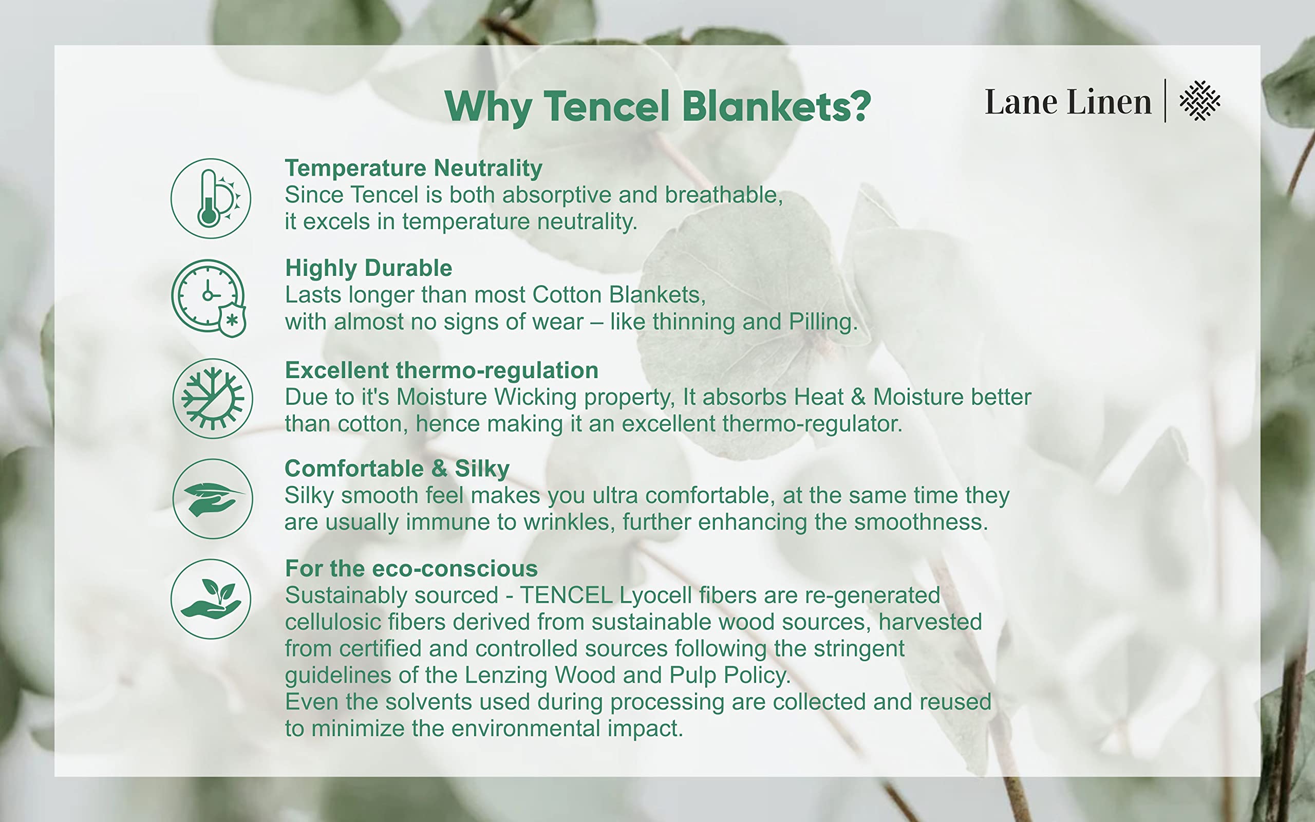 Foto 4 | Manta Lane Linen Cooling, Talla Doble, Rayón Y Eucalipto, Color Azul - Venta Internacional.