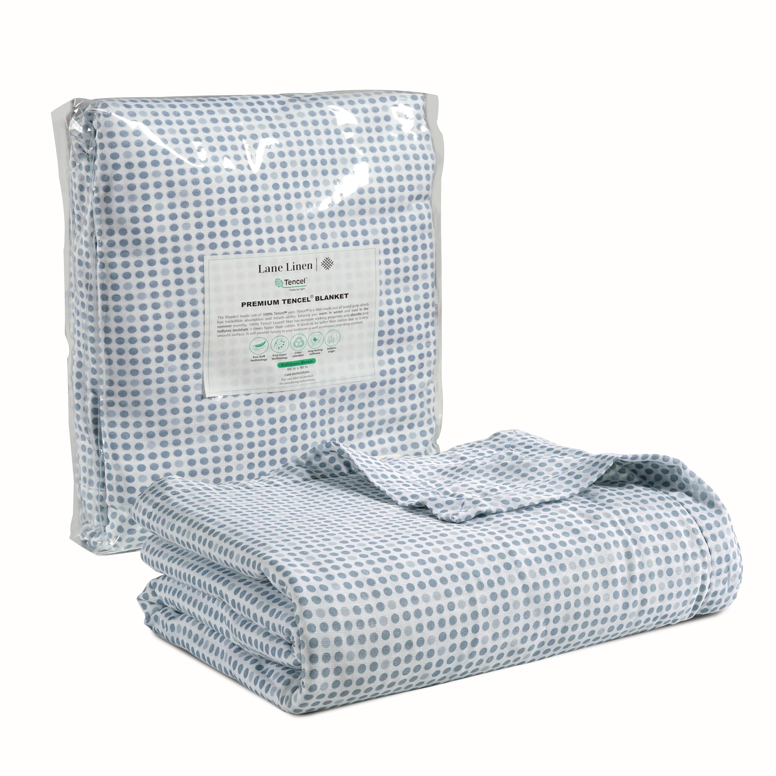 Blanket Lane Linen Cooling, Talla Doble, Lunares Azules - Venta Internacional.