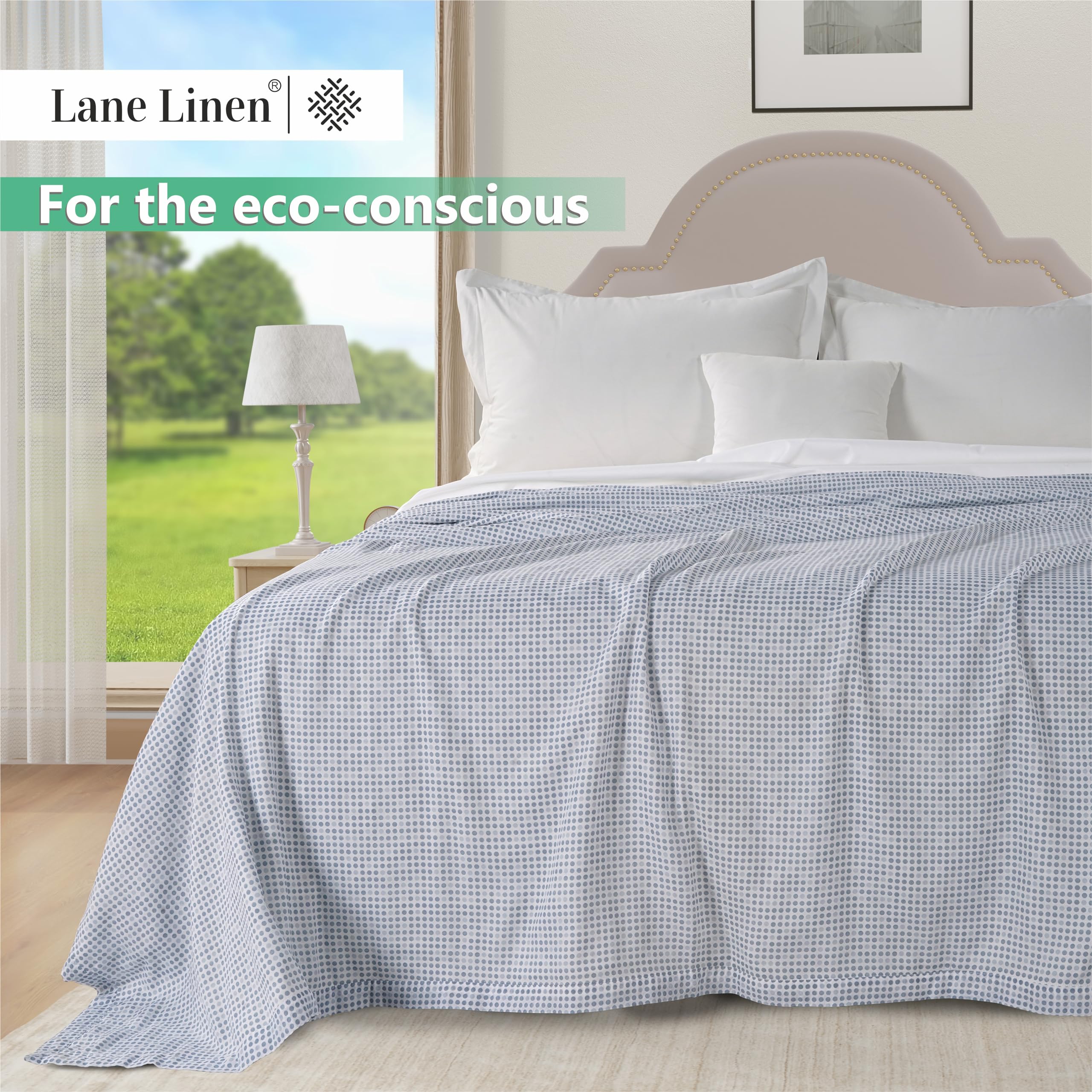 Foto 3 pulgar | Blanket Lane Linen Cooling, Talla Doble, Lunares Azules - Venta Internacional.