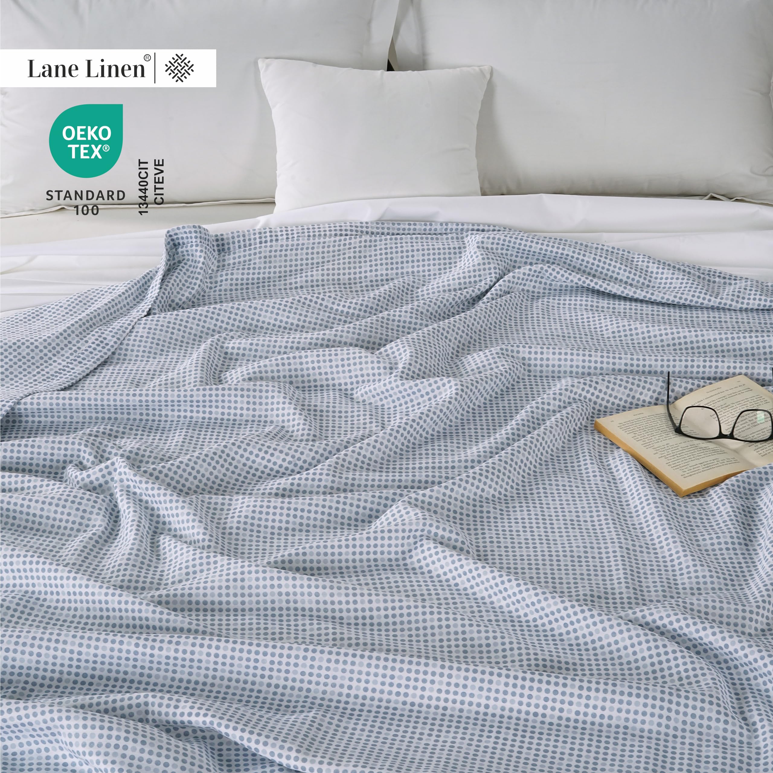 Foto 4 pulgar | Blanket Lane Linen Cooling, Talla Doble, Lunares Azules - Venta Internacional.