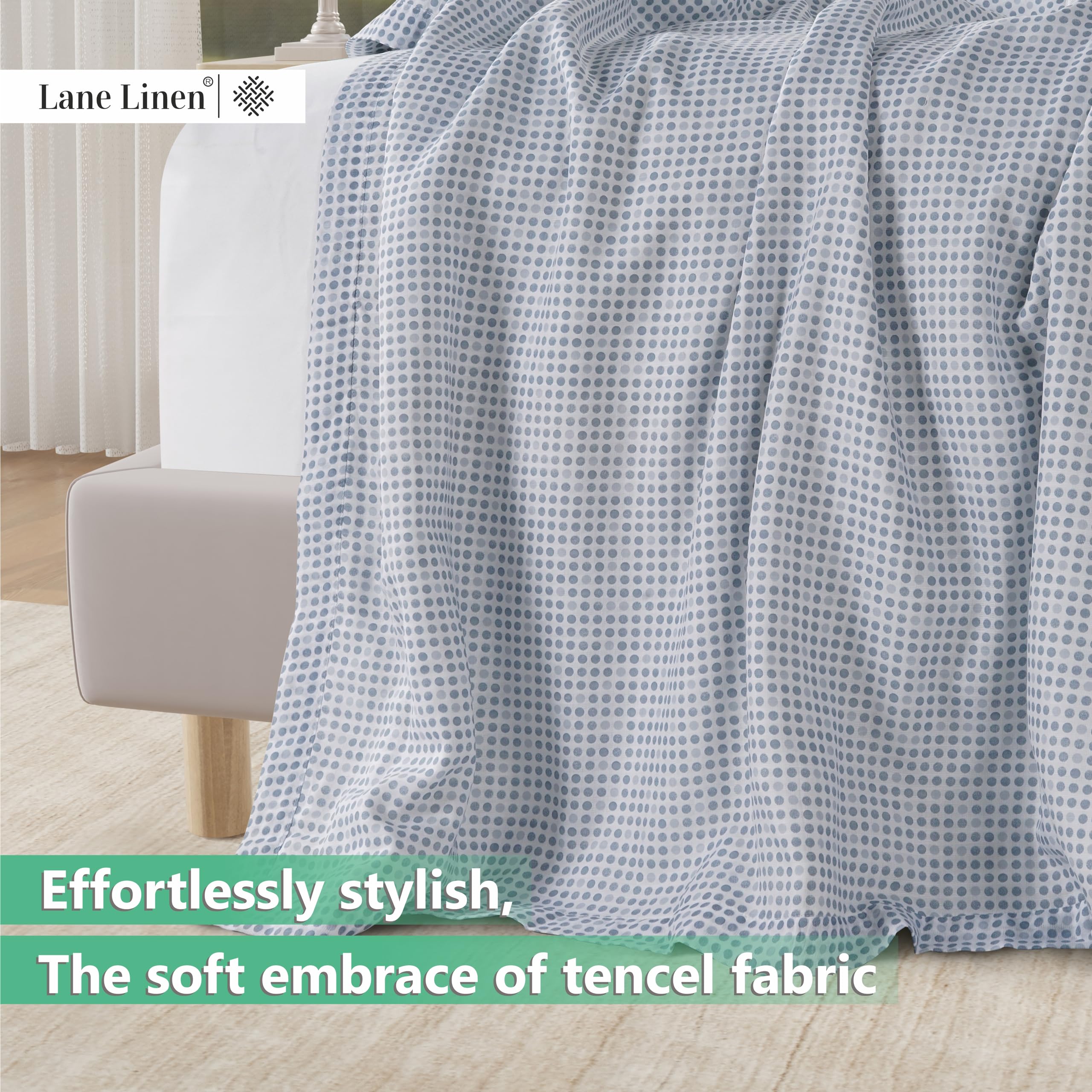 Foto 5 pulgar | Blanket Lane Linen Cooling, Talla Doble, Lunares Azules - Venta Internacional.