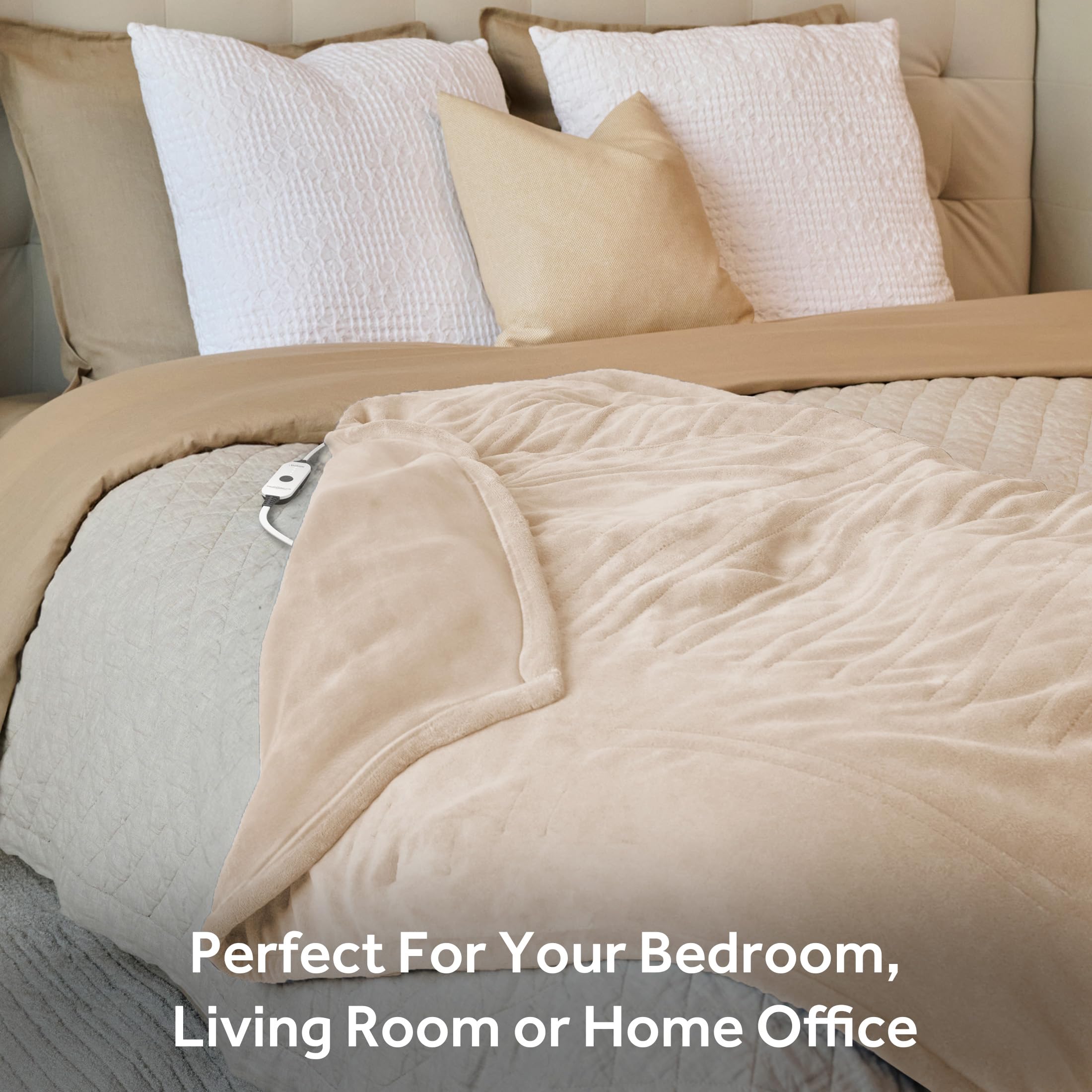 Foto 5 | Manta Personal Con Calefacción Sunbeam Royal Ultra Champagne, 100% Poliéster - Venta Internacional.
