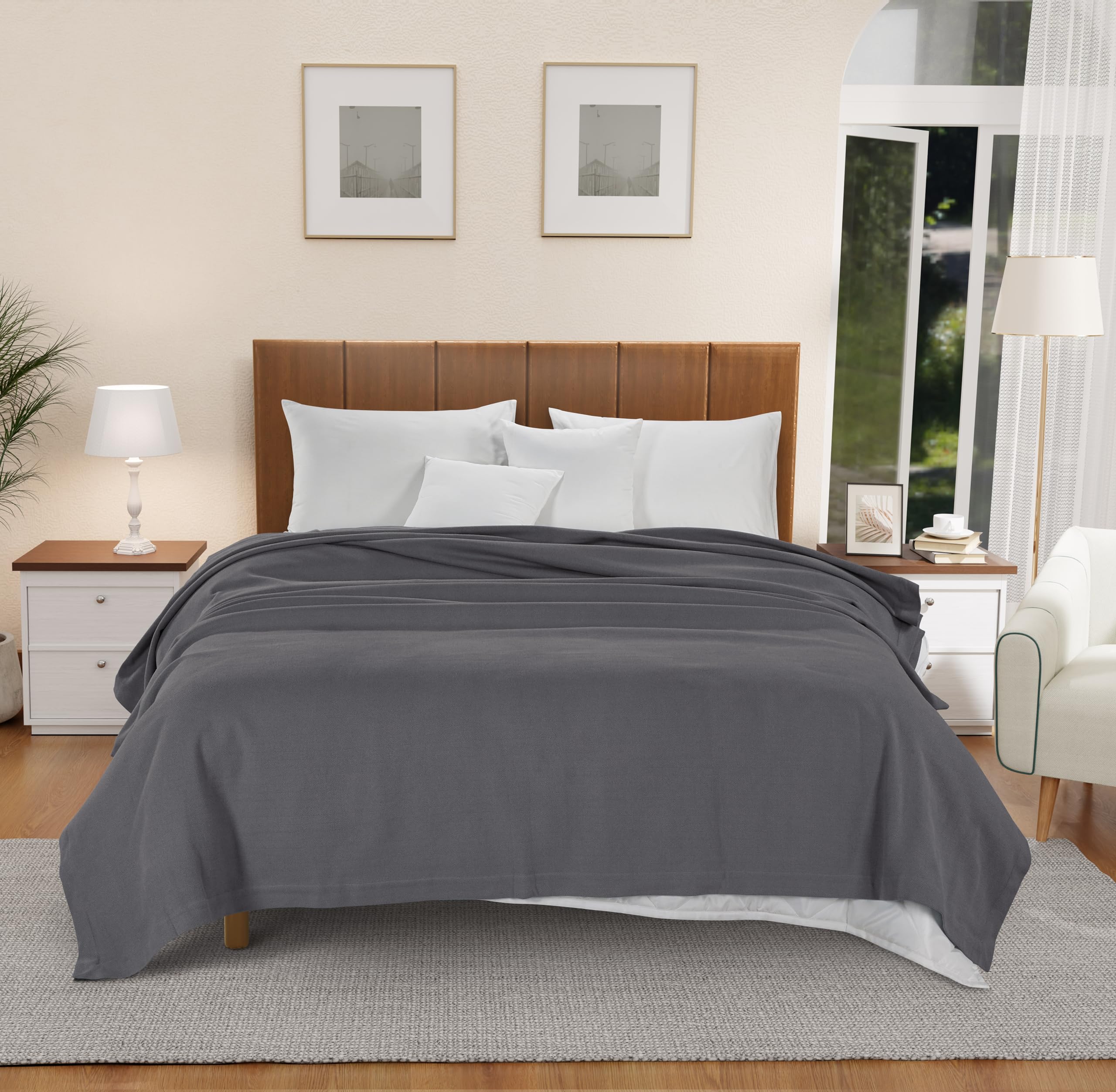 Foto 2 | Manta Lane Linen Twin, 100% Algodón, 440 G/m², Color Gris Espiga - Venta Internacional.