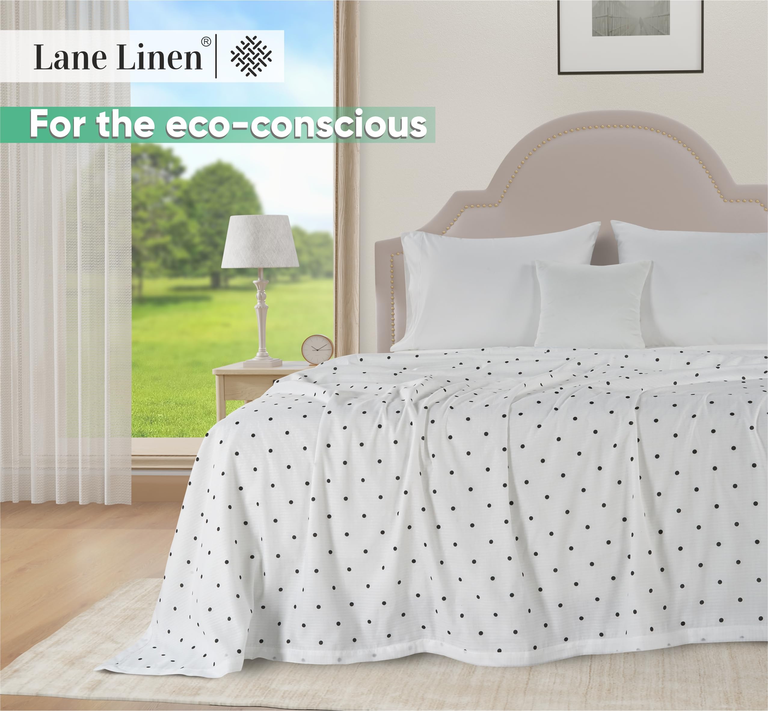 Foto 2 | Blanket Lane Linen Cooling, Tamaño Doble, Lunares Negros - Venta Internacional.