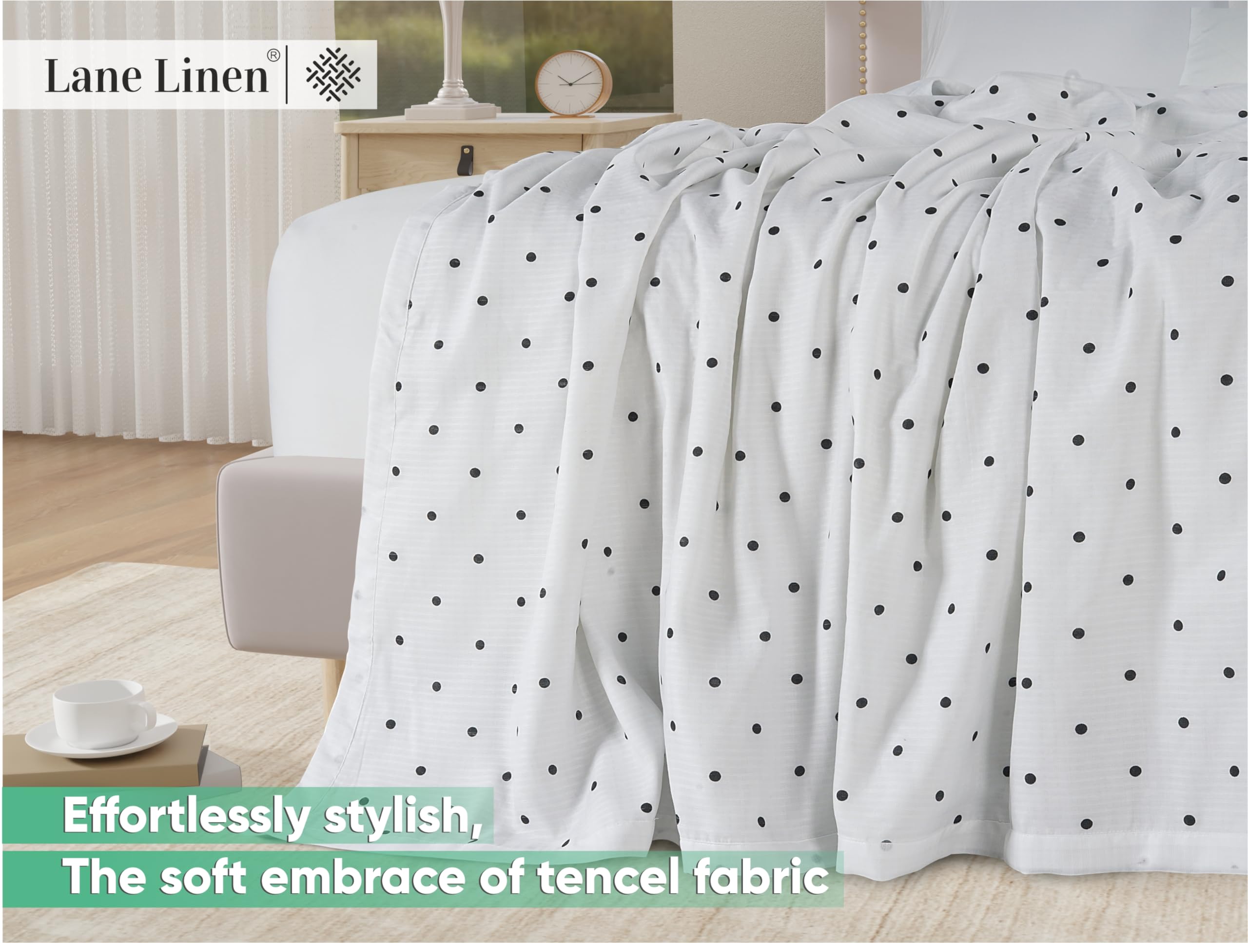 Foto 4 | Blanket Lane Linen Cooling, Tamaño Doble, Lunares Negros - Venta Internacional.