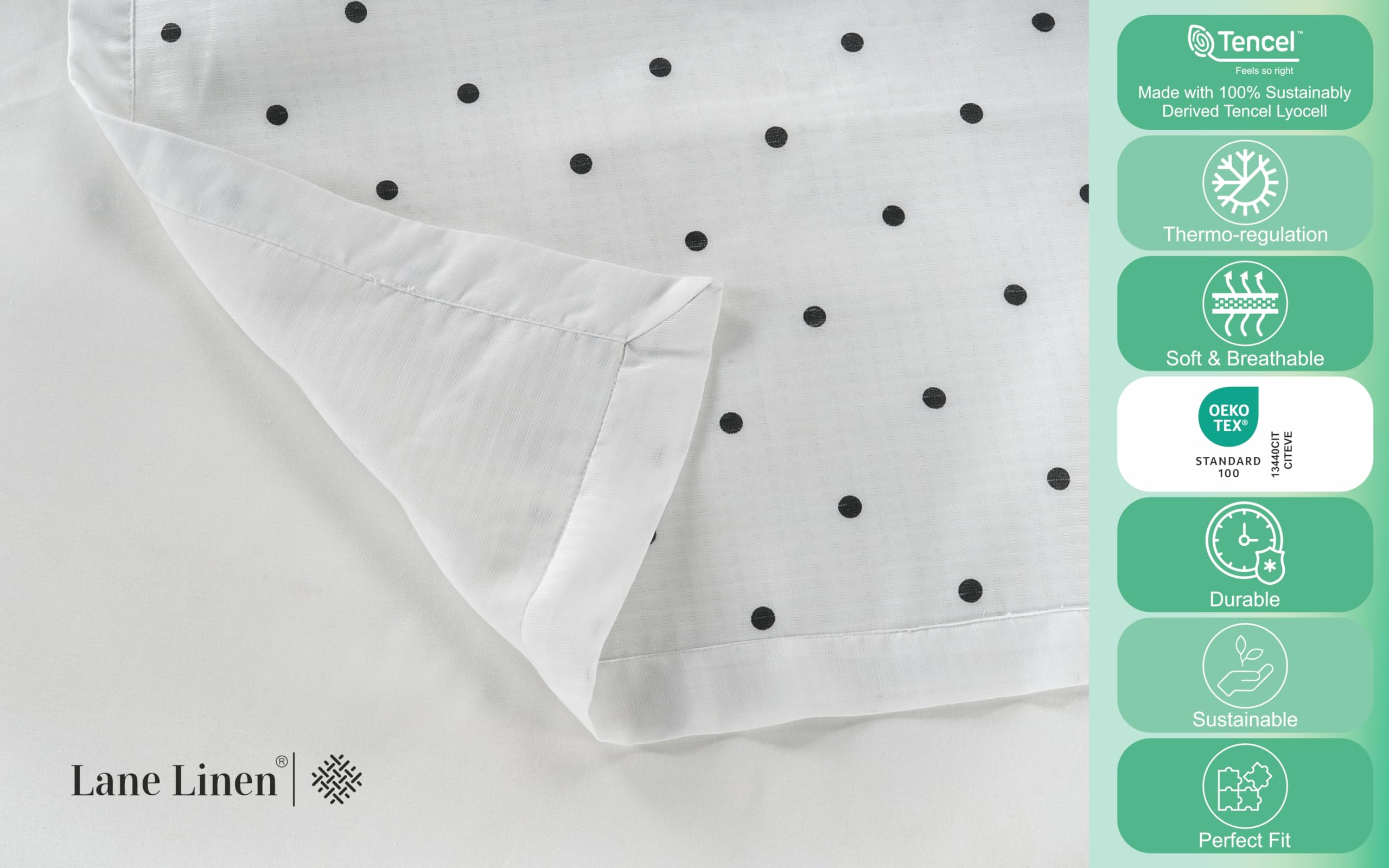 Foto 6 | Blanket Lane Linen Cooling, Tamaño Doble, Lunares Negros - Venta Internacional.