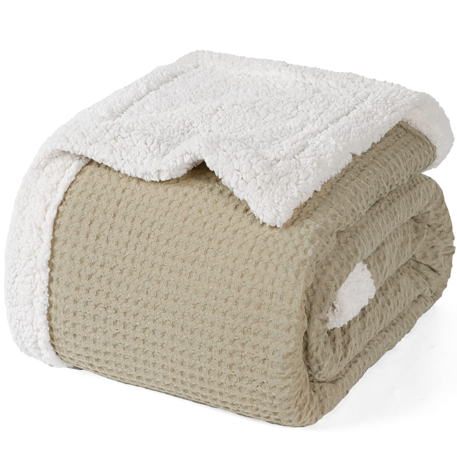 Manta Phf Waffle Sherpa, Tamaño Doble, Lujosa, Cálida, De Felpa - Venta Internacional.
