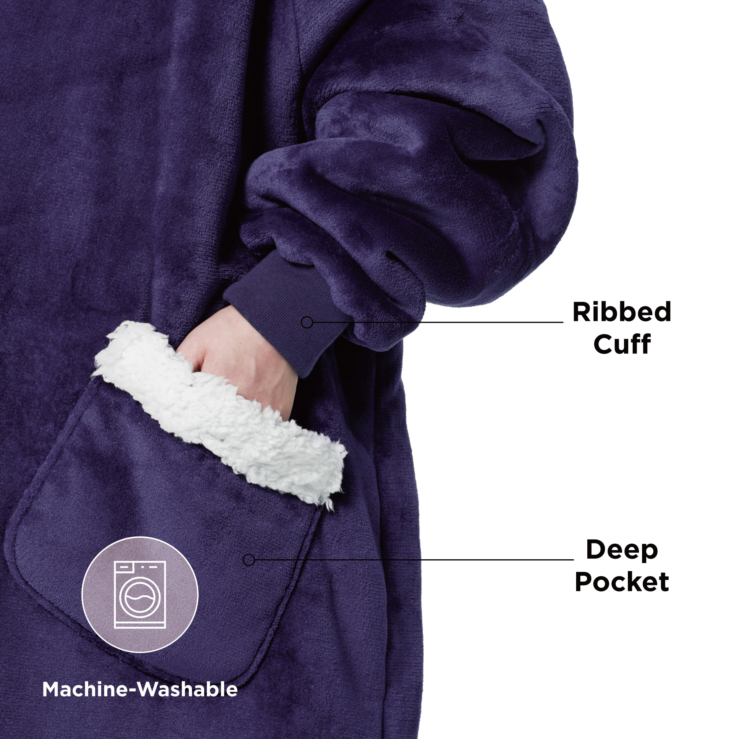 Foto 4 pulgar | Manta Portátil, Sudadera Con Capucha, Cama, Gran Tamaño, Sherpa, Con Capucha, Azul - Venta Internacional.