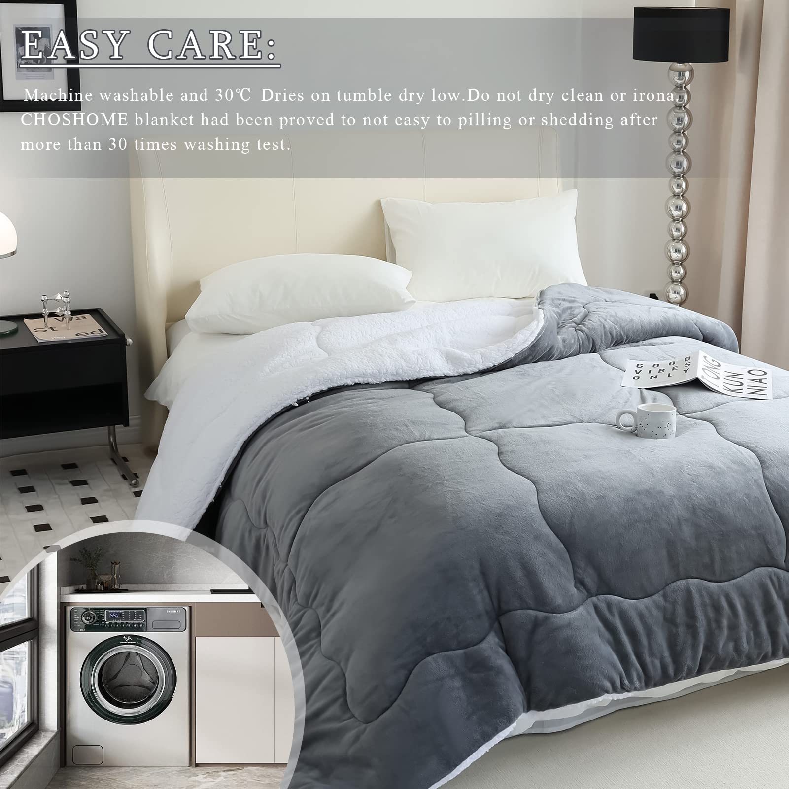 Foto 7 | Manta De Forro Polar Sherpa De Choshome, Tamaño Queen, Supergruesa - Venta Internacional.