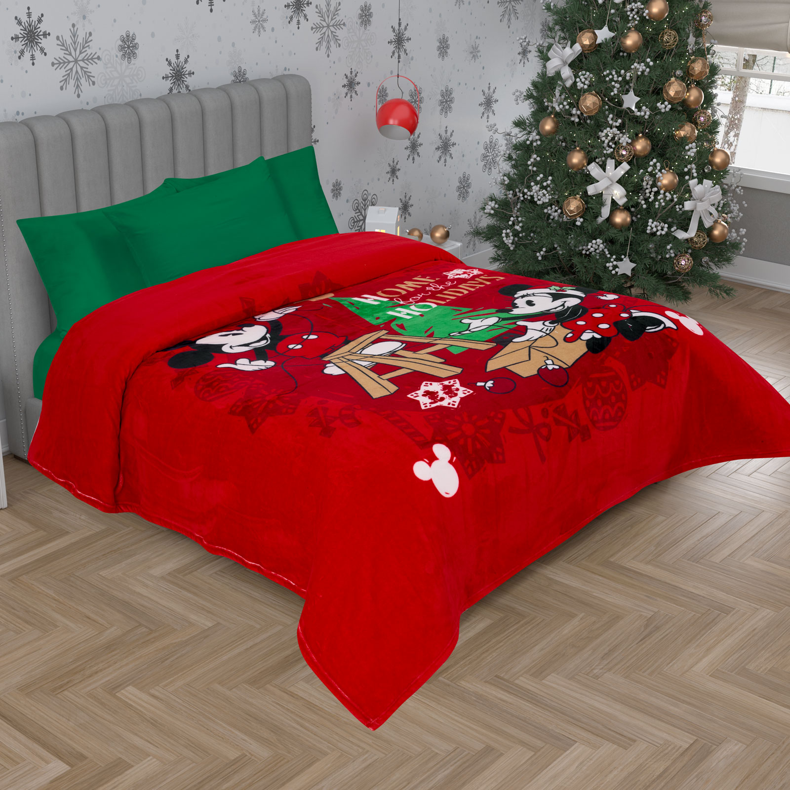 Foto 3 pulgar | Cobertor Serenity Matrimonial Mickey Navidad Home