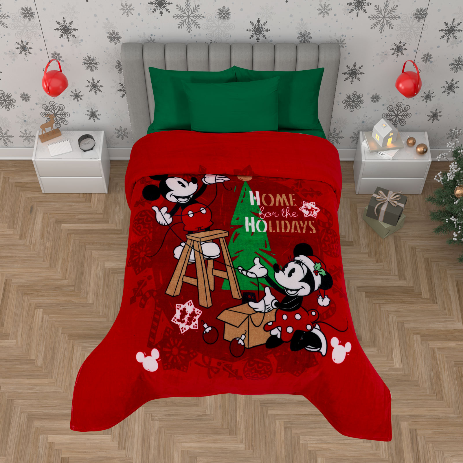 Foto 4 pulgar | Cobertor Serenity Matrimonial Mickey Navidad Home