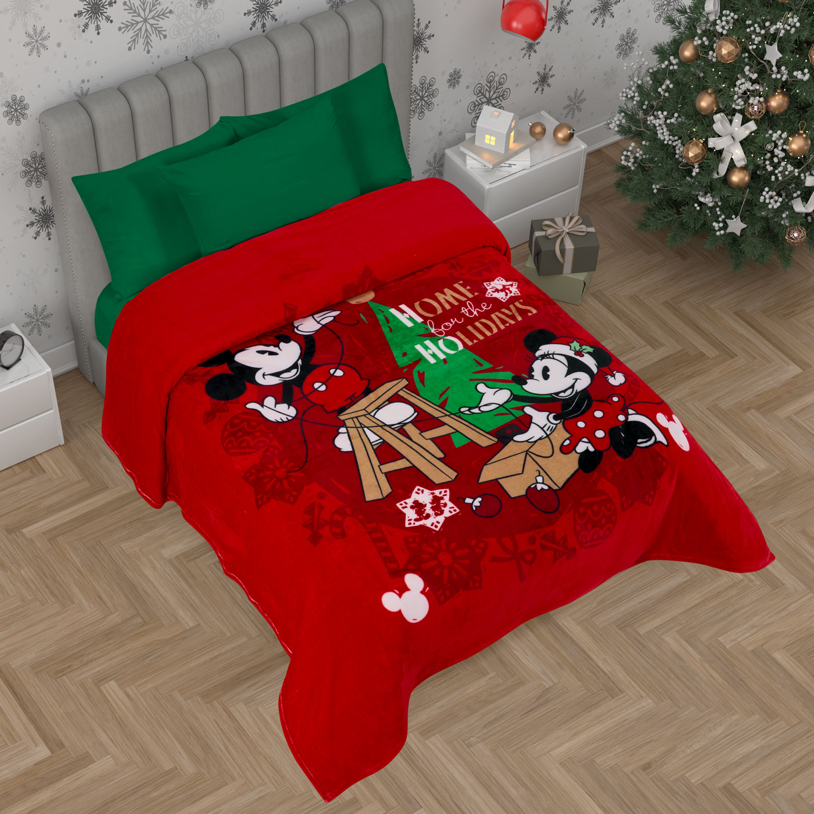 Foto 5 pulgar | Cobertor Serenity Matrimonial Mickey Navidad Home