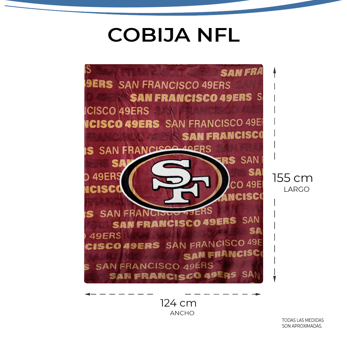 Foto 4 pulgar | Cobija Frazada Nfl De Micropolar San Francisco 49s 100% Original