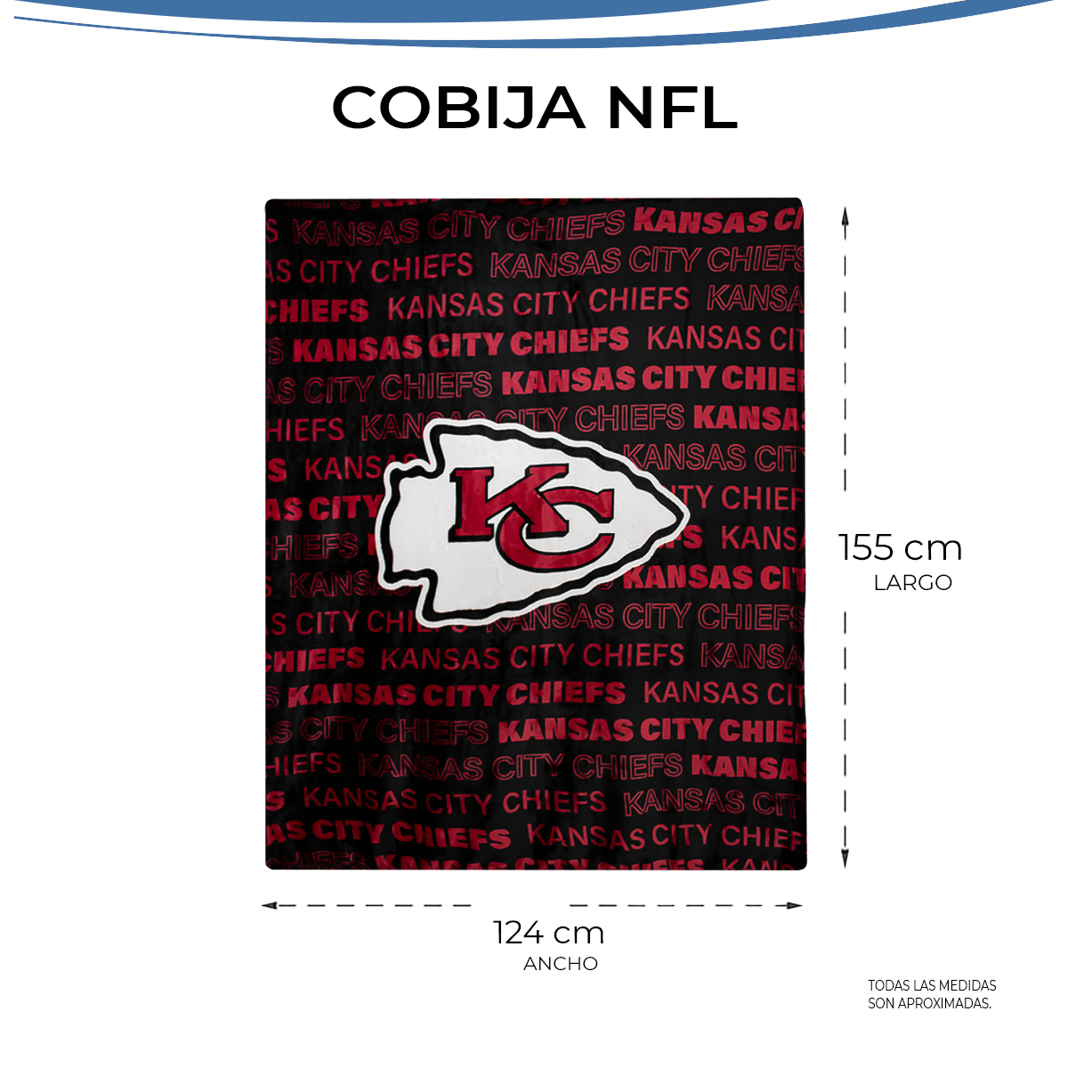 Foto 4 pulgar | Cobija Frazada Nfl De Micropolar Kansas City Chiefs 100% Original