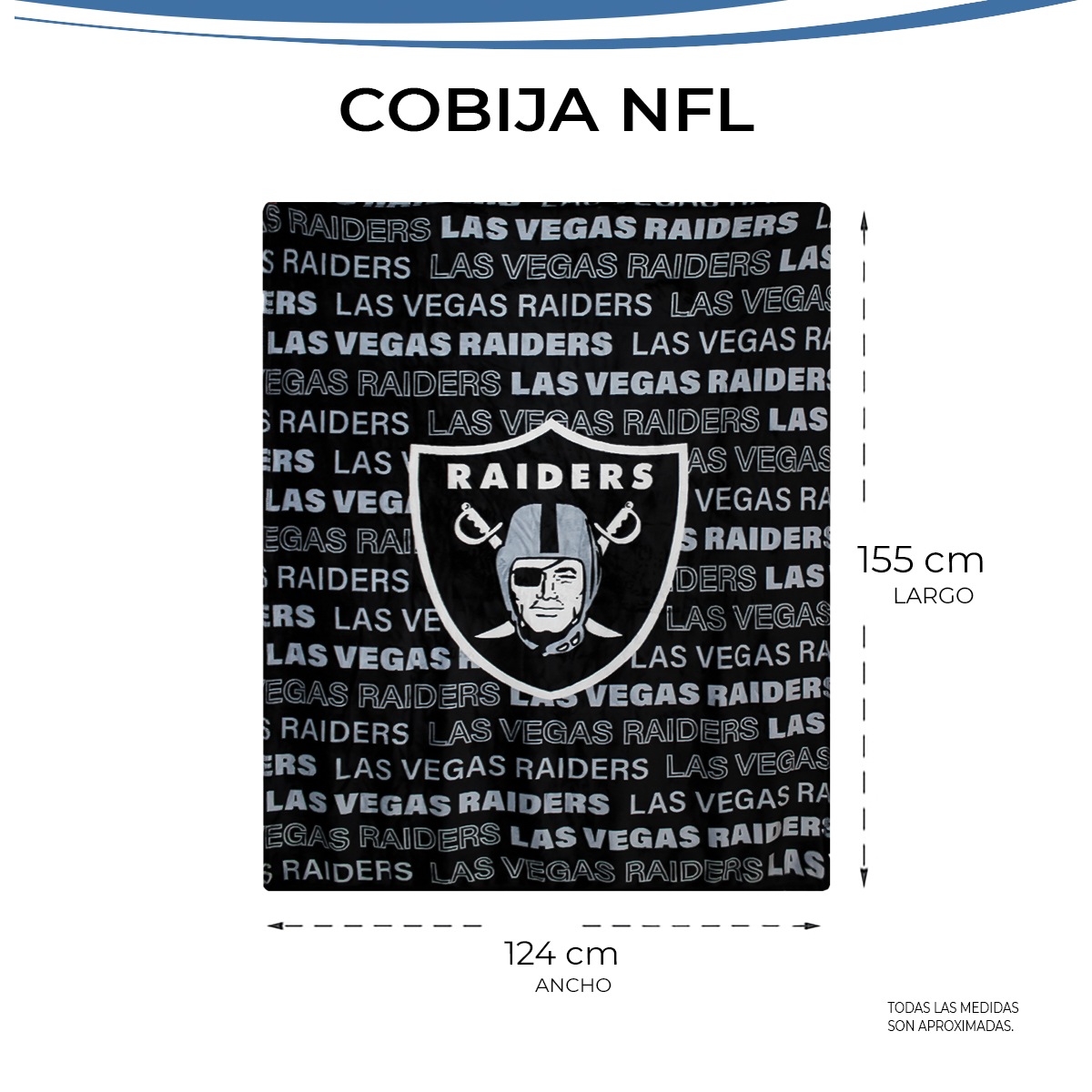 Foto 4 pulgar | Cobija Frazada Nfl De Micropolar Las Vegas Raiders 100% Original