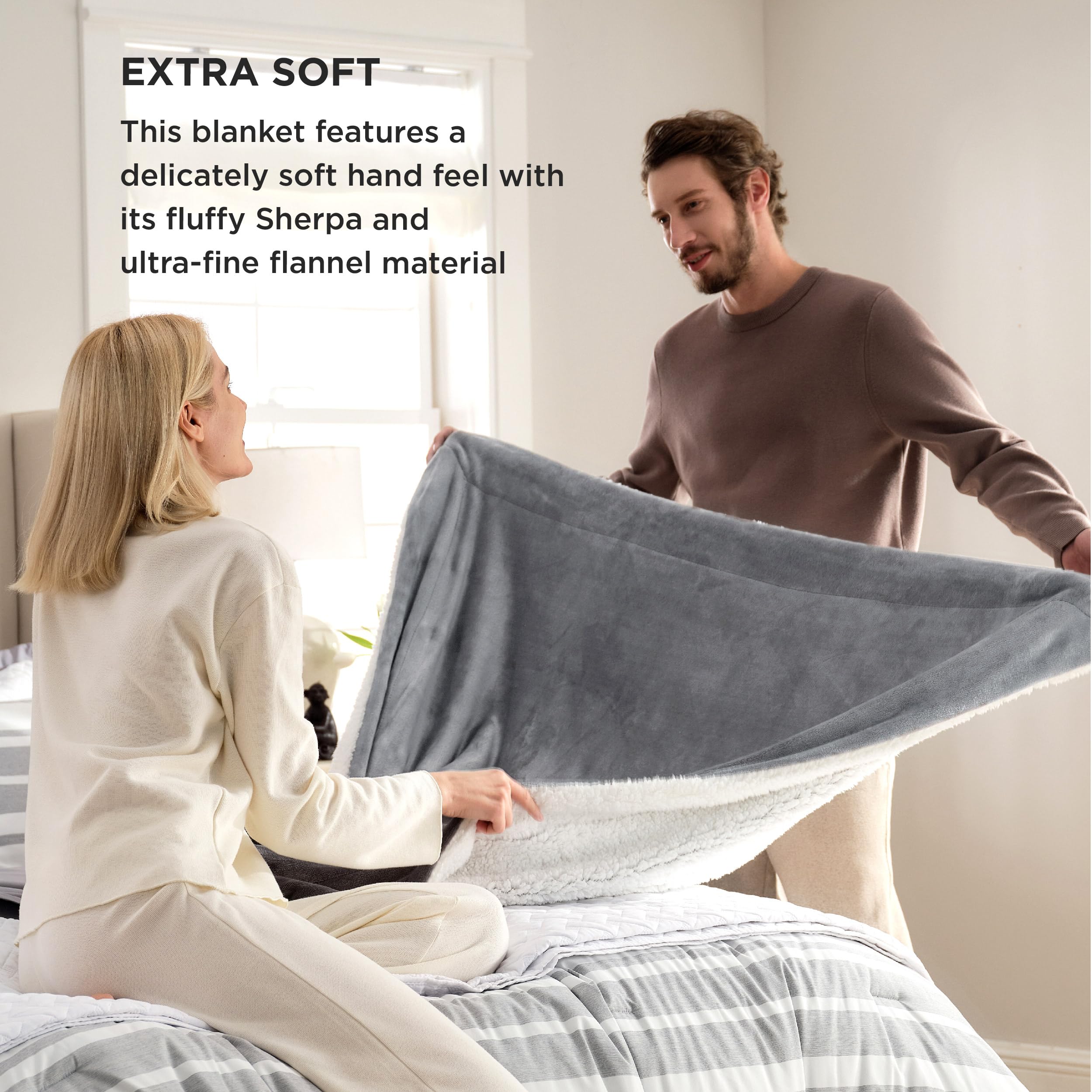 Foto 4 pulgar | Manta Bedsure Sherpa De Forro Polar Para Sofá, 130 X 150 Cm, Color Gris - Venta Internacional.