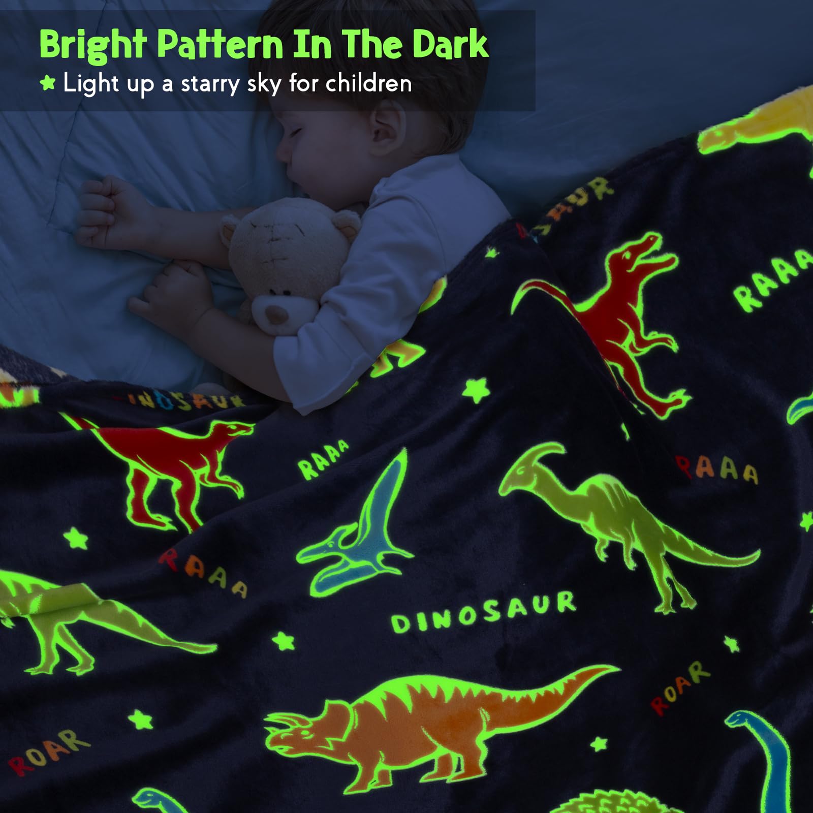 Foto 3 pulgar | Manta Jekeno Dinosaur Glow In The Dark Para Niños Y Adultos - Venta Internacional.