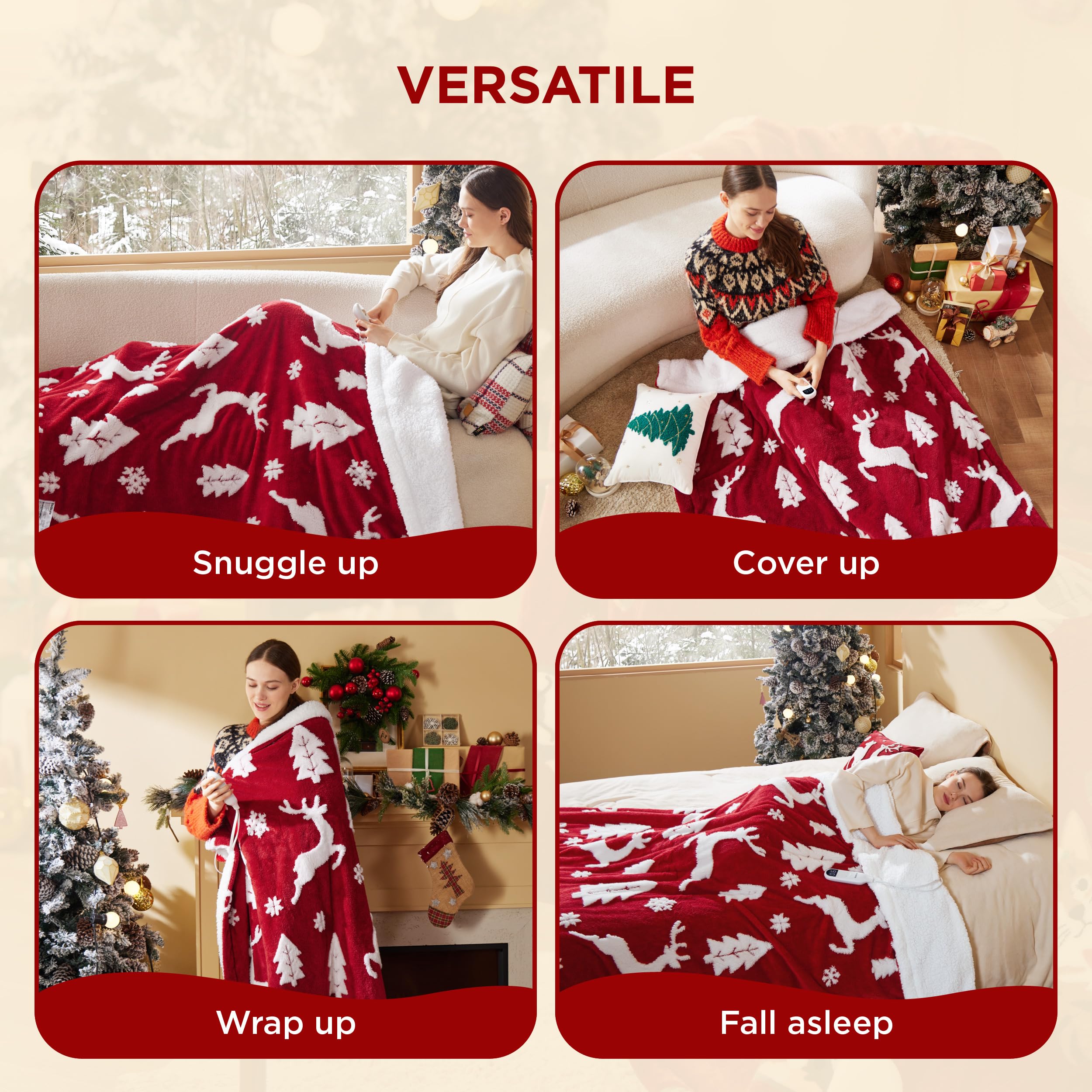 Foto 7 | Manta Térmica Bedsure Christmas Twin Con Estampado De Renos - Venta Internacional.