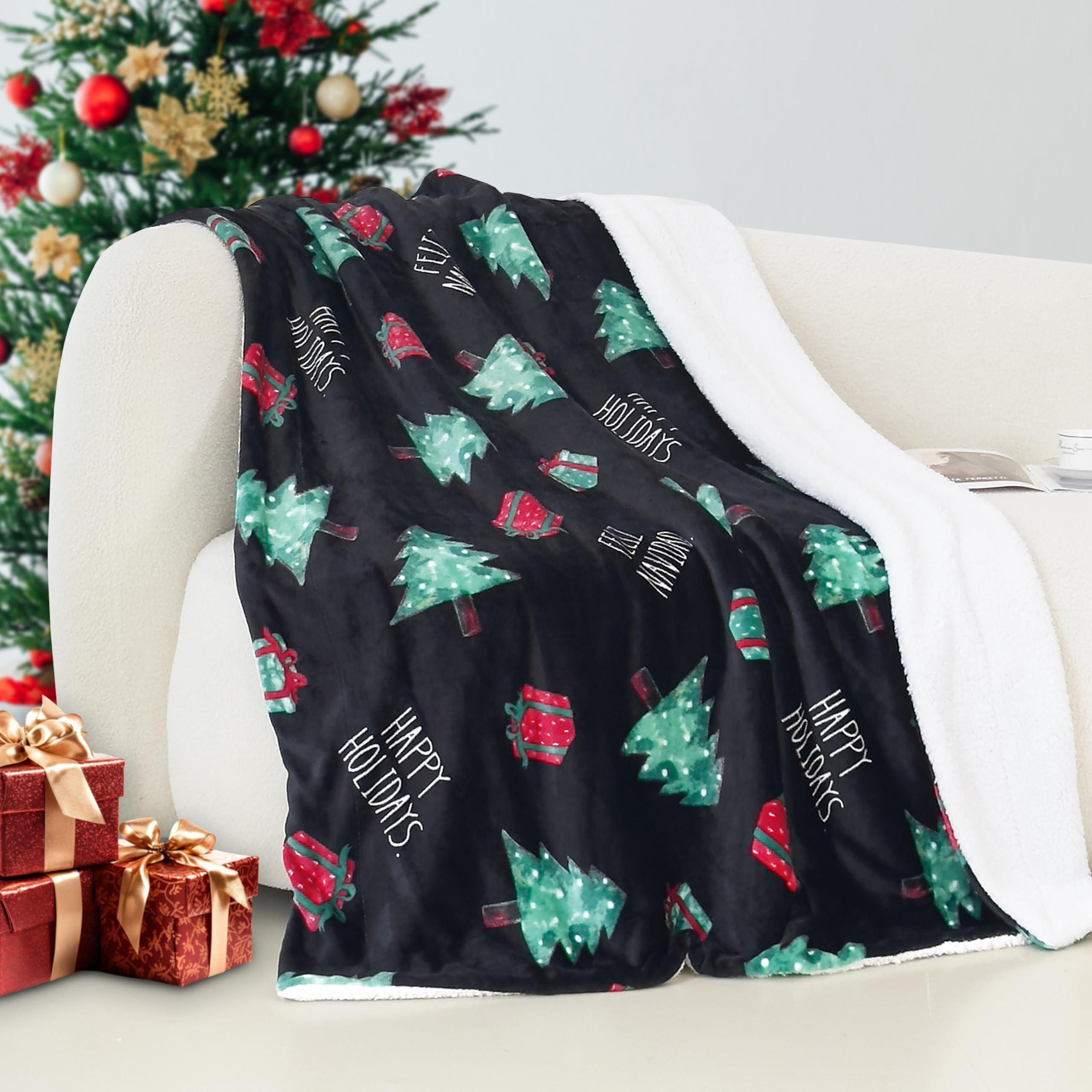 Manta Elegant Comfort Feliz Navidad 127 X 152 Cm - Venta Internacional.