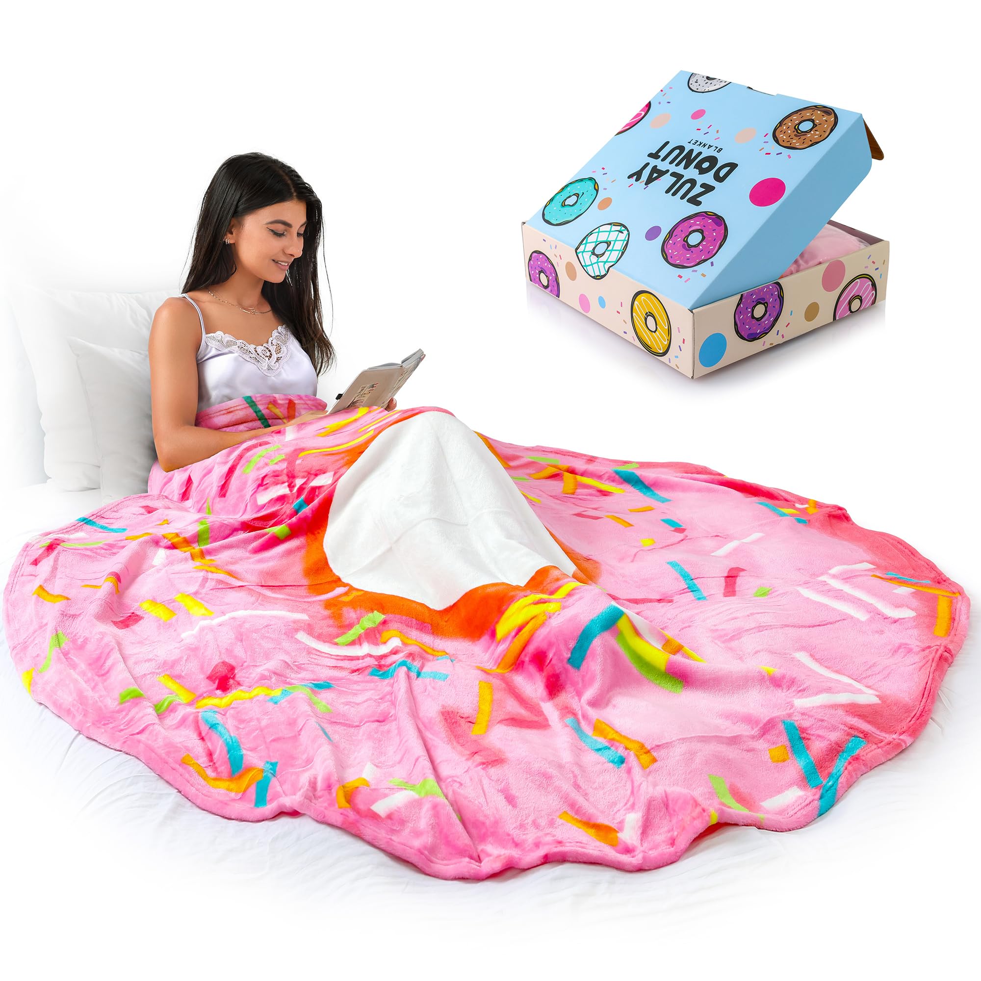 Manta Zulay Donut Novelty Big Donut De Franela Redonda De 120 Cm - Venta Internacional.