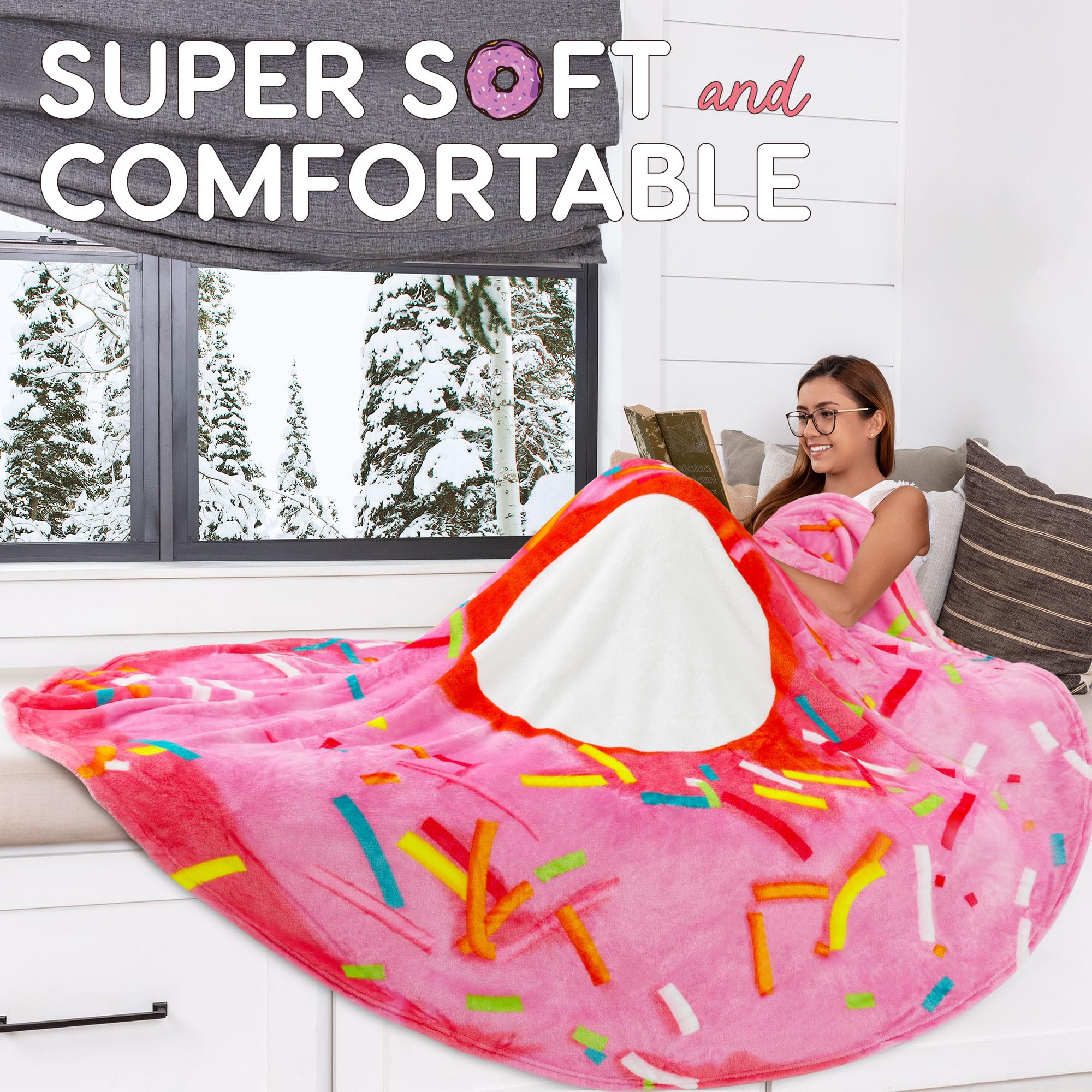 Foto 4 pulgar | Manta Zulay Donut Novelty Big Donut De Franela, 200 X 200 Cm, Color Rosa - Venta Internacional.
