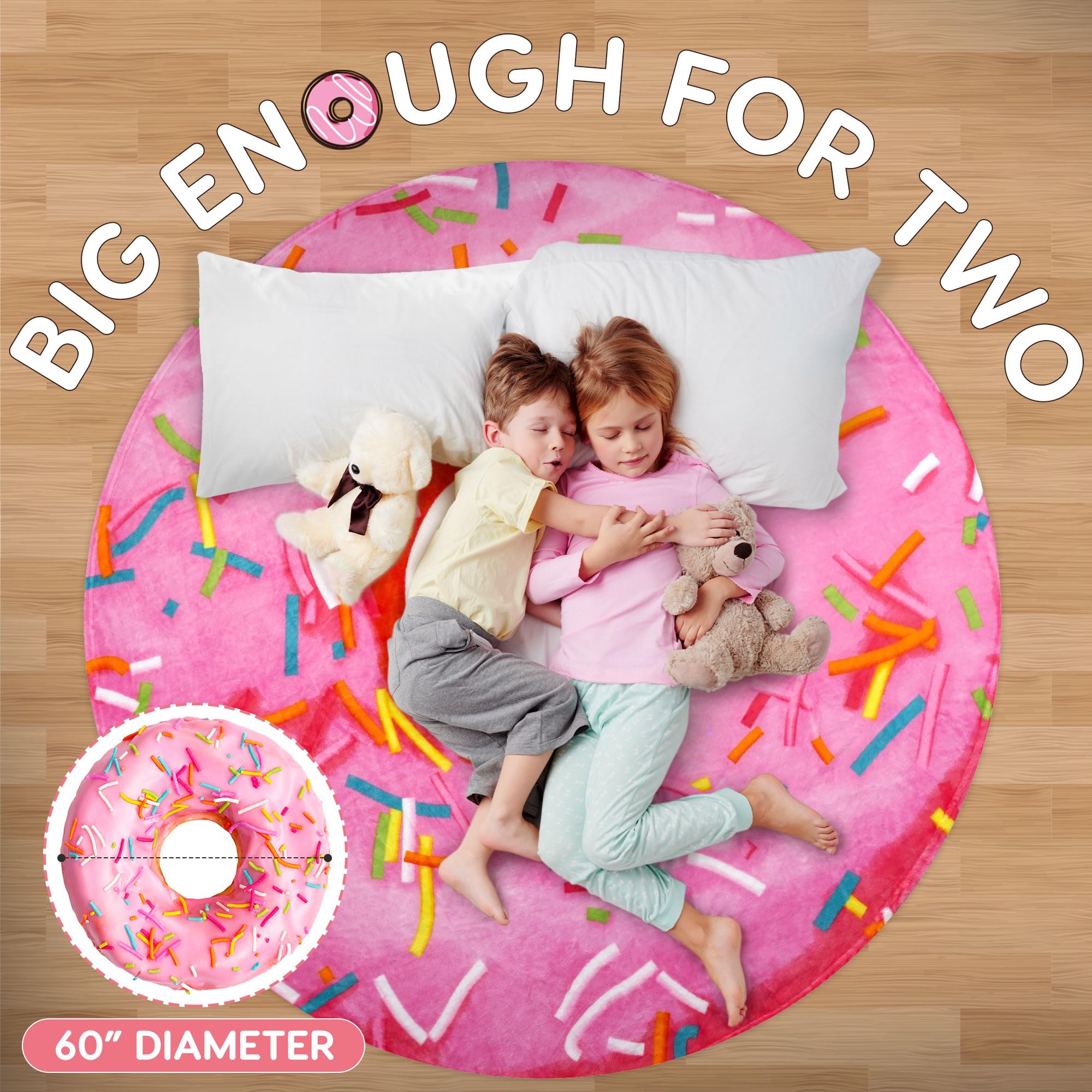 Foto 7 pulgar | Manta Zulay Donut Novelty Big Donut De Franela, 200 X 200 Cm, Color Rosa - Venta Internacional.