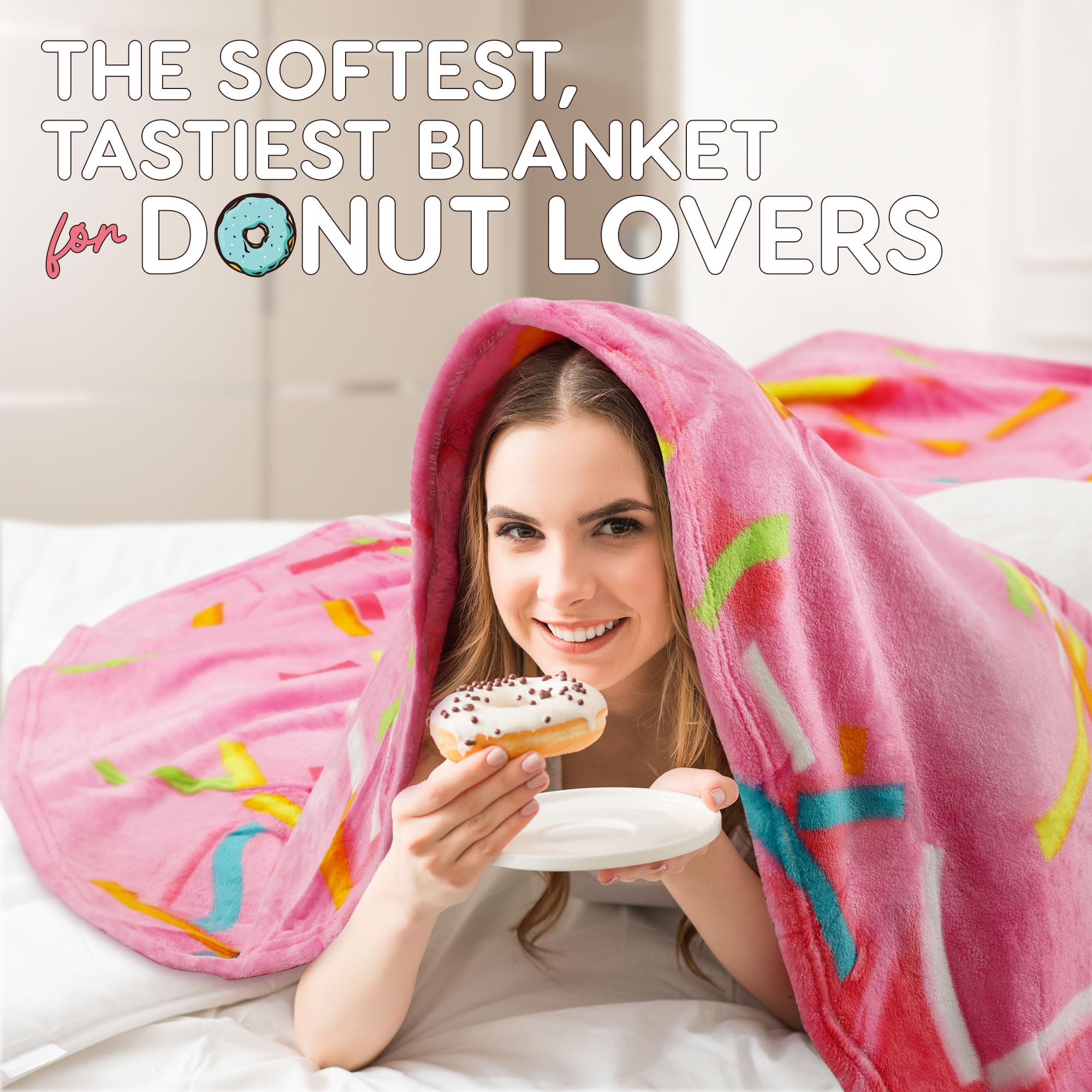 Foto 7 | Manta Zulay Donut Novelty Big Donut De Franela, 200 X 200 Cm, Color Rosa - Venta Internacional.