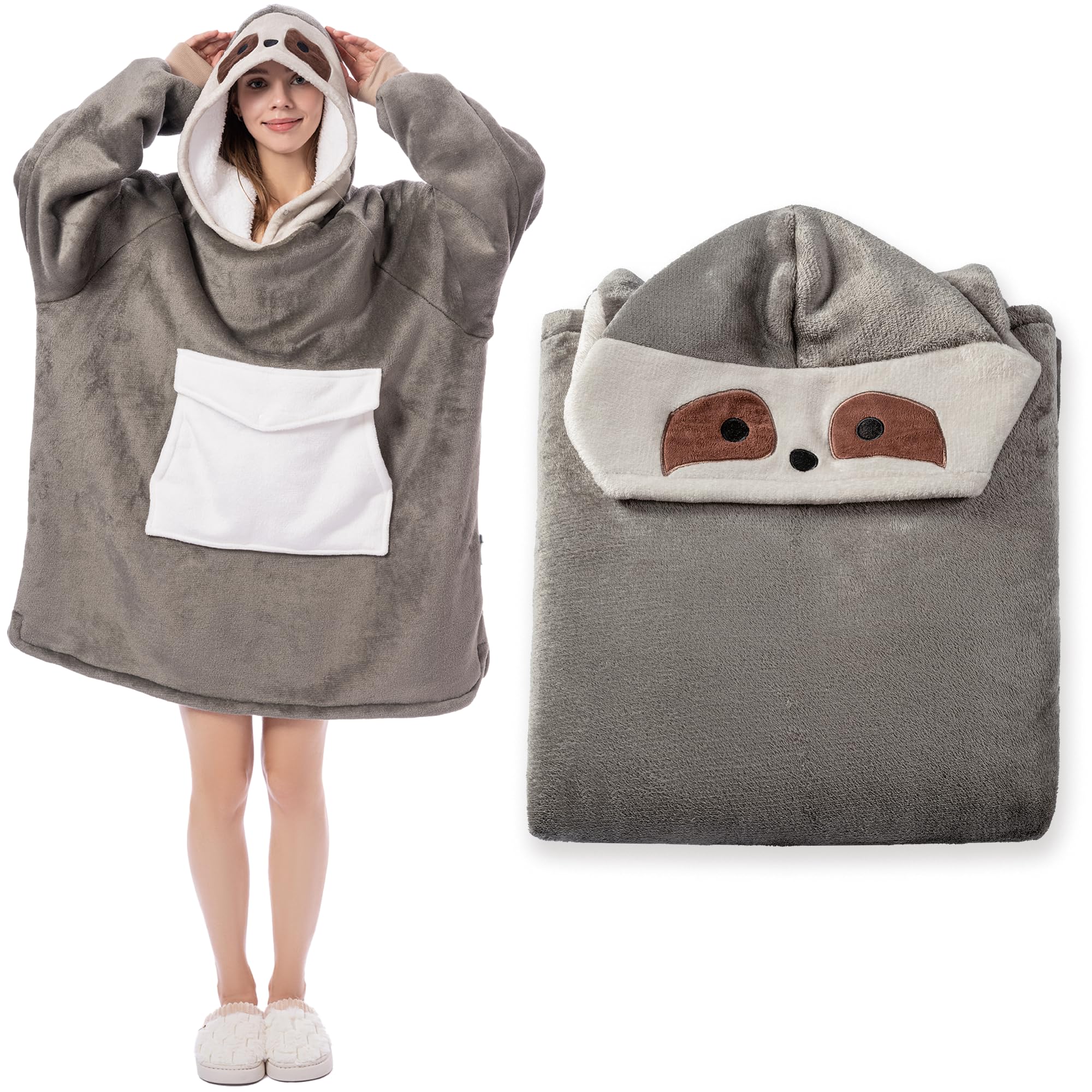 Manta Portátil Con Capucha Krifey De Gran Tamaño Con Capucha Sherpa - Venta Internacional.