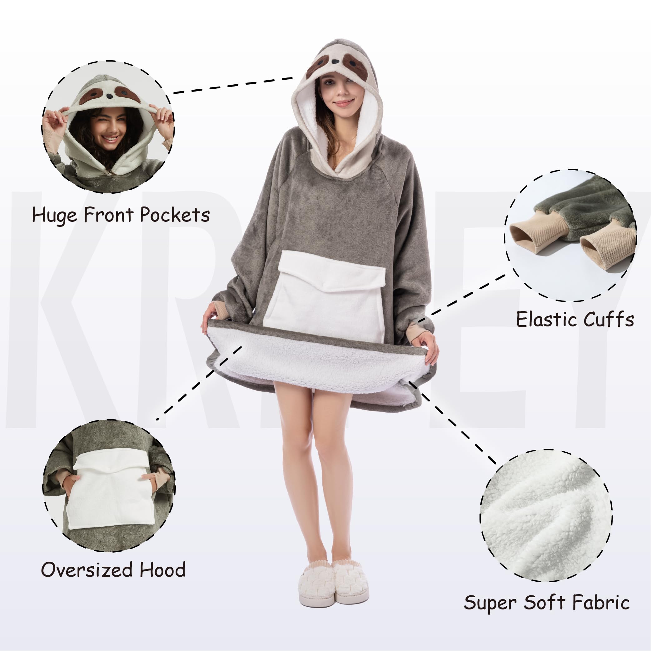 Foto 4 pulgar | Manta Portátil Con Capucha Krifey De Gran Tamaño Con Capucha Sherpa - Venta Internacional.