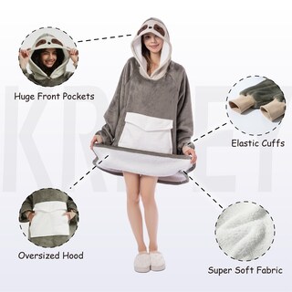 Foto 3 | Manta Portátil Con Capucha Krifey De Gran Tamaño Con Capucha Sherpa - Venta Internacional.
