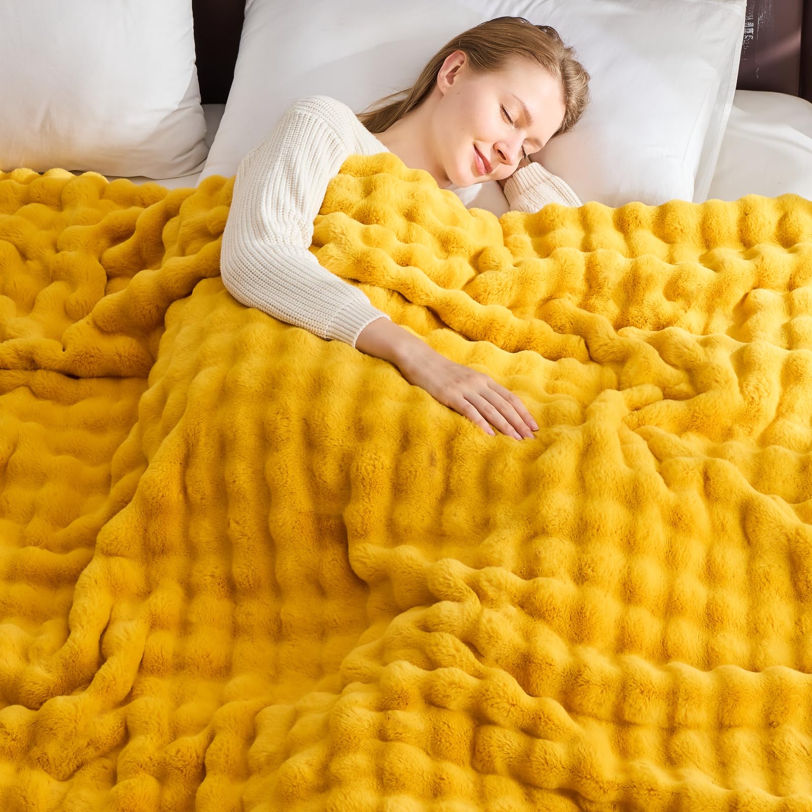 Foto 4 | Manta Newcosplay De Piel Sintética, Color Amarillo Mostaza, Doble, 150 X 200 Cm - Venta Internacional.