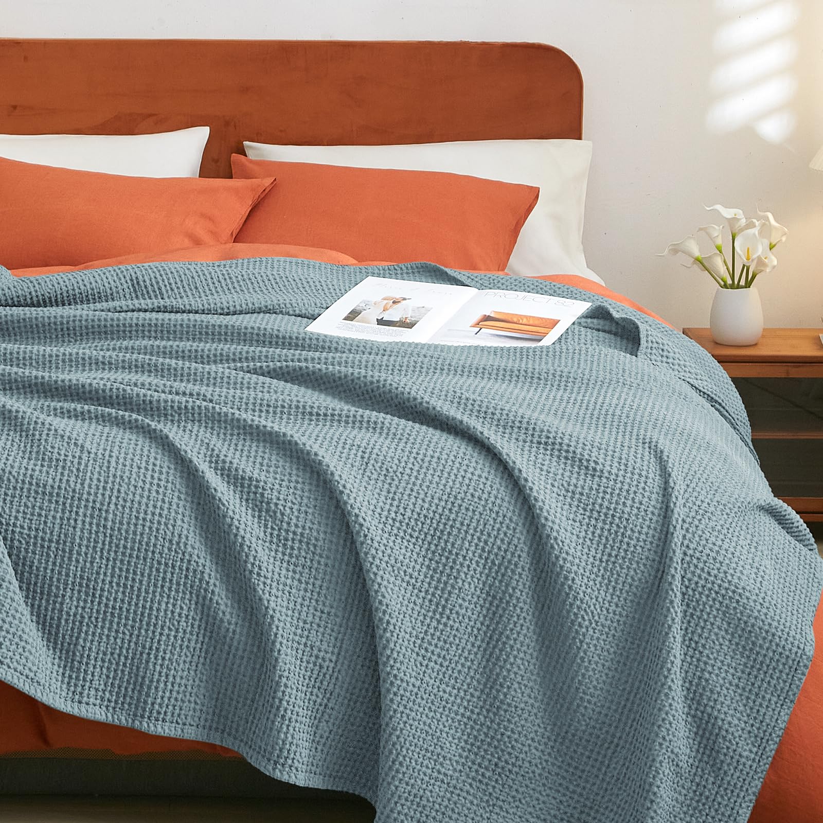 Manta Phf Waffle Weave, 100% Algodón, Tamaño King, 270 X 230 Cm - Venta Internacional.