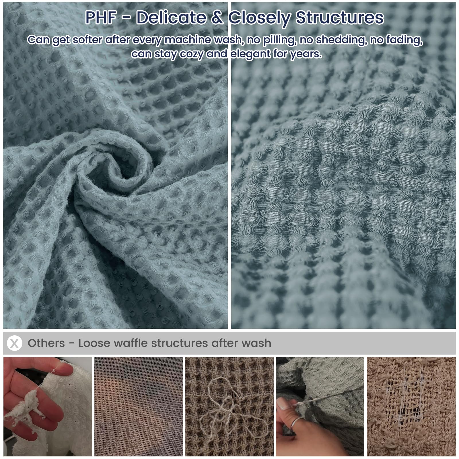 Foto 5 pulgar | Manta Phf Waffle Weave, 100% Algodón, Tamaño King, 270 X 230 Cm - Venta Internacional.