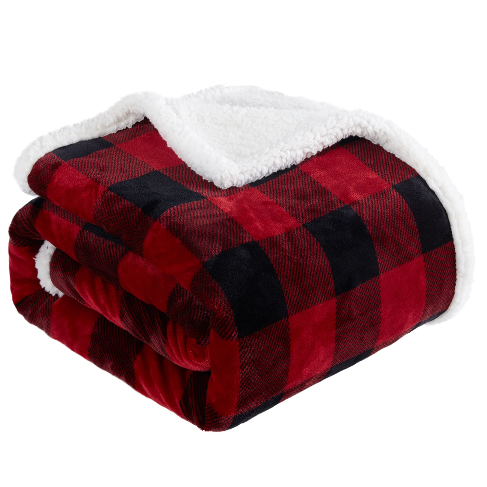 Manta Touchat Sherpa, Color Rojo Y Negro, Diseño De Búfalo, 150 X 180 Cm - Venta Internacional.