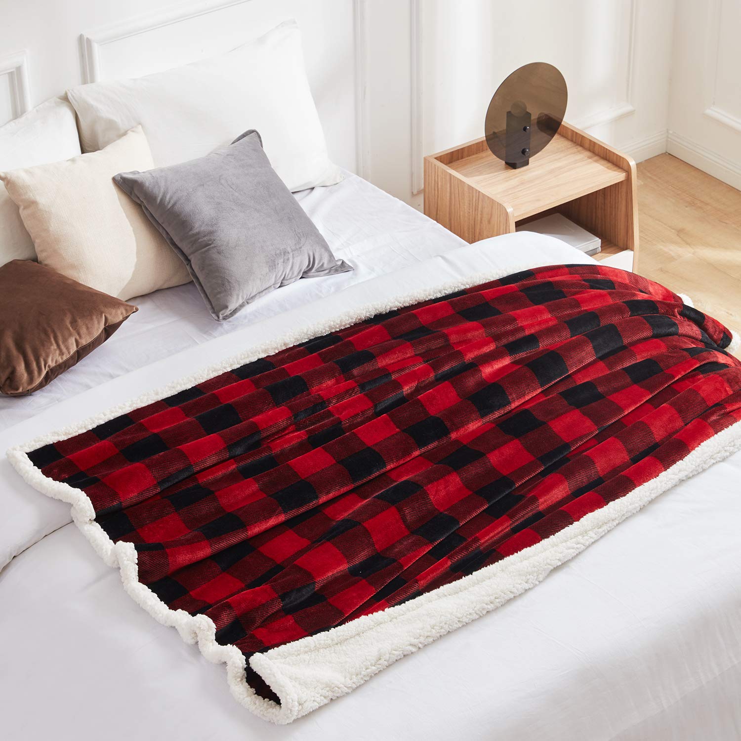 Foto 4 pulgar | Manta Touchat Sherpa, Color Rojo Y Negro, Diseño De Búfalo, 150 X 180 Cm - Venta Internacional.