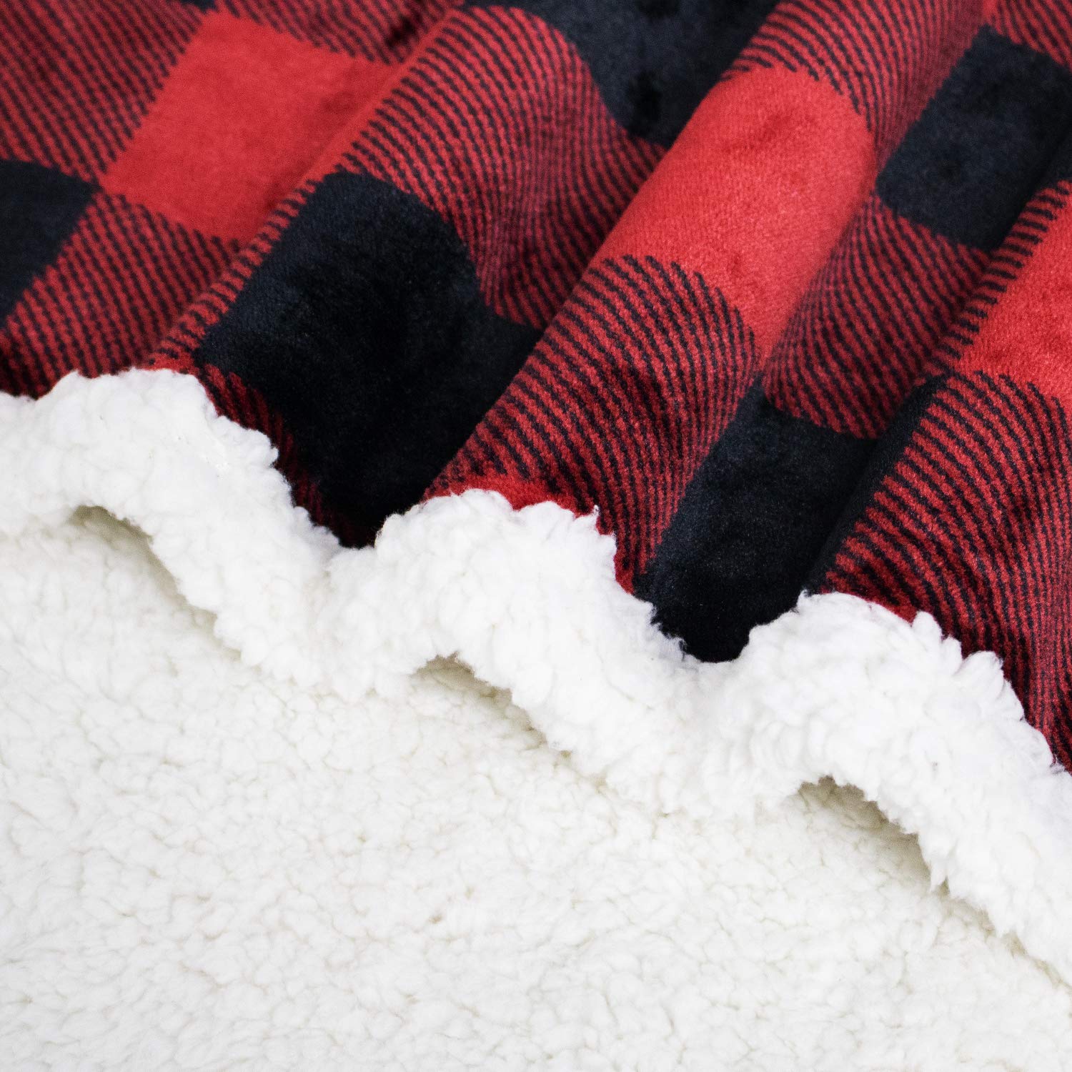 Foto 5 | Manta Touchat Sherpa, Color Rojo Y Negro, Diseño De Búfalo, 150 X 180 Cm - Venta Internacional.