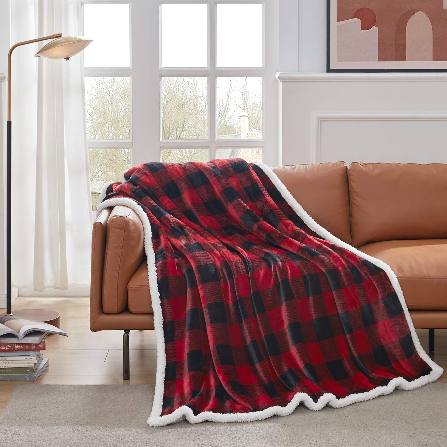 Foto 7 pulgar | Manta Touchat Sherpa, Color Rojo Y Negro, Diseño De Búfalo, 150 X 180 Cm - Venta Internacional.