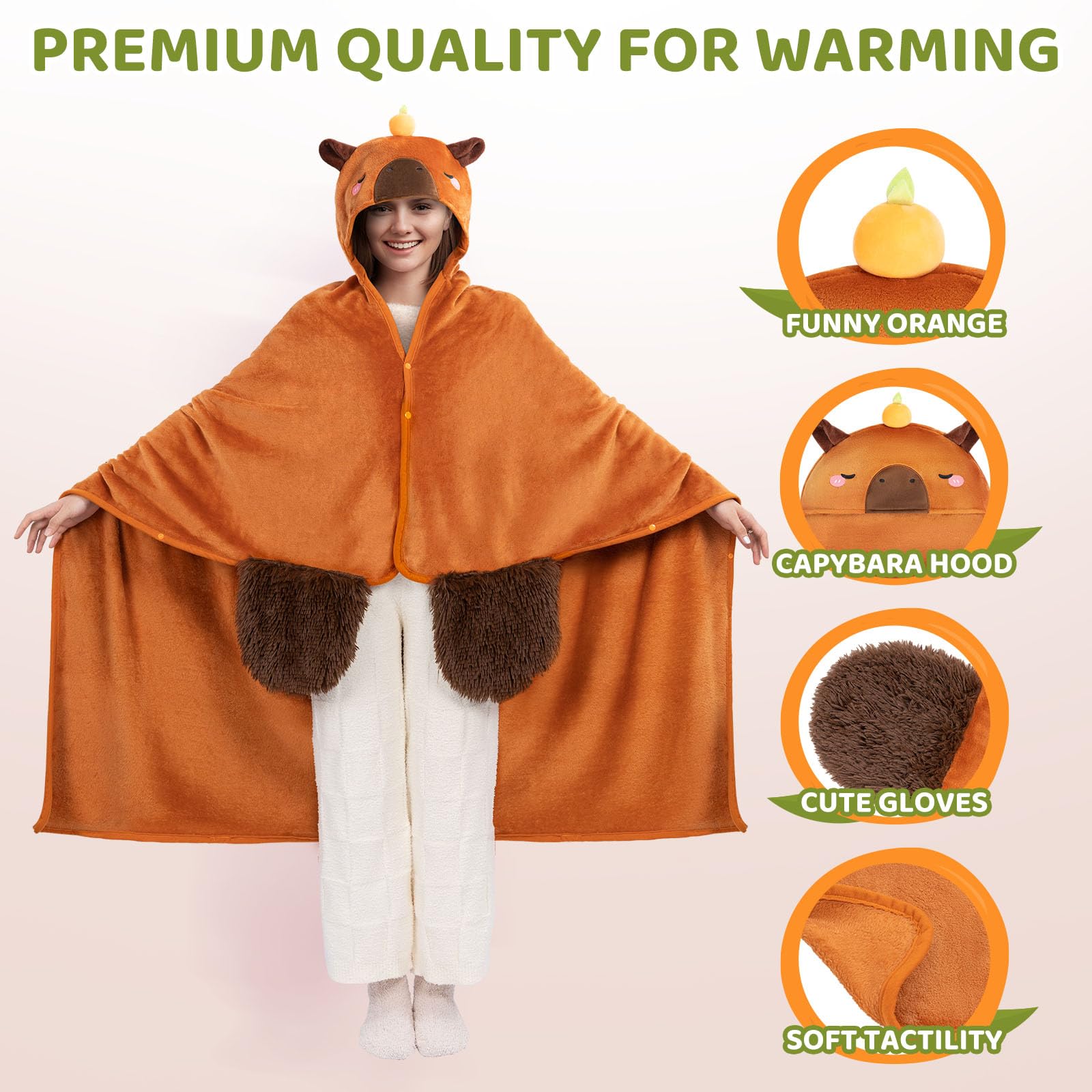 Foto 4 pulgar | Manta Portátil Con Capucha Mewaii Ultimate Sofdness Capybara - Venta Internacional.