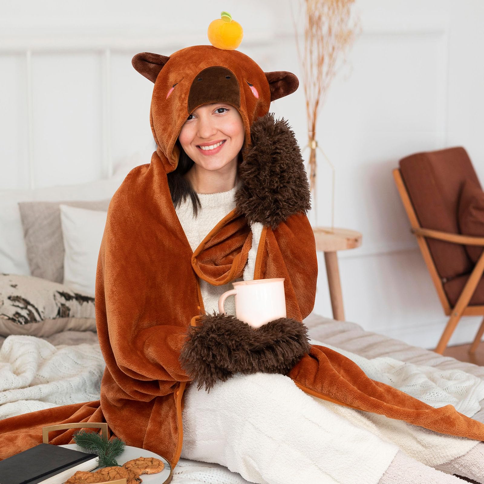 Foto 4 | Manta Portátil Con Capucha Mewaii Ultimate Sofdness Capybara - Venta Internacional.