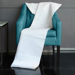 Foto 1 | Frazada Hokins King Size Blanca 100% Algodón Suave y Fresca para Sofá Cama o Decoración Patrón Elegante