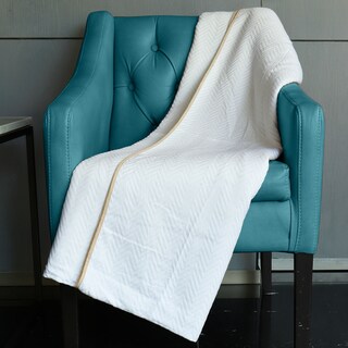 Foto 1 | Frazada Hokins Blanca King Size 100% Algodón Suave y Fresca para Sofá Cama o Decoración Patrón Elegante