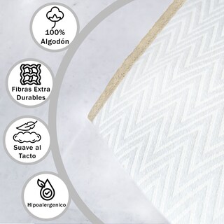 Foto 4 | Frazada Hokins Blanca King Size 100% Algodón Suave y Fresca para Sofá Cama o Decoración Patrón Elegante