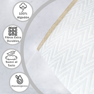 Foto 4 | Frazada 100% Algodón Hokins Blanca Suave y Fresca para Sofá Cama o Decoración Patrón Elegante