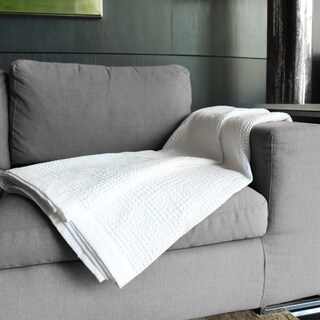 Foto 2 | Frazada Matrimonial Hokins Blanca 100% Algodón Suave y Fresca para Sofá Cama o Decoración Patrón Elegante