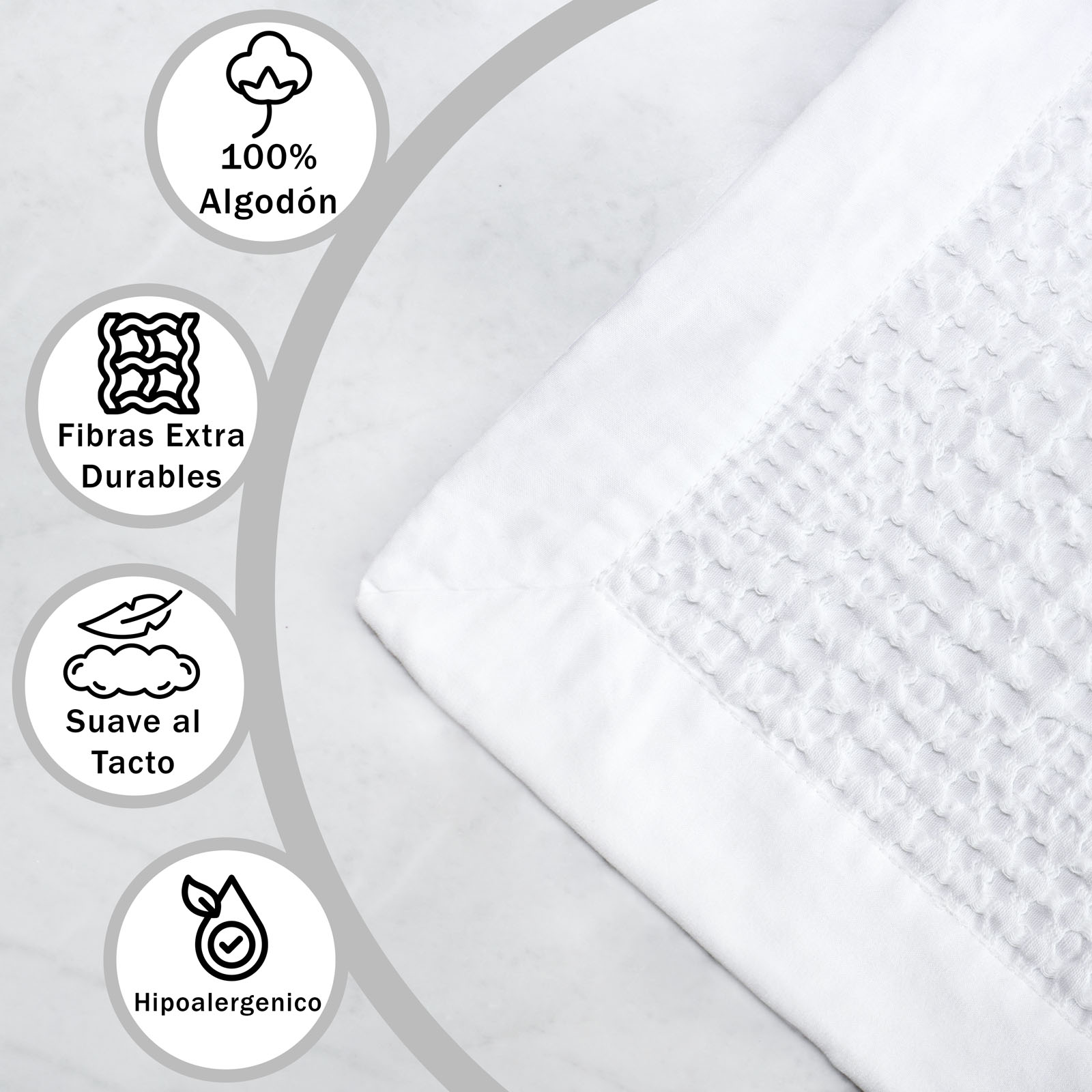 Foto 5 pulgar | Frazada Matrimonial Hokins Blanca 100% Algodón Suave y Fresca para Sofá Cama o Decoración Patrón Elegante