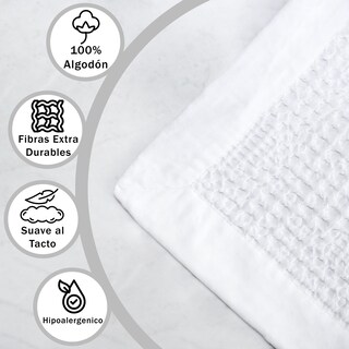 Foto 4 | Frazada Matrimonial Hokins Blanca 100% Algodón Suave y Fresca para Sofá Cama o Decoración Patrón Elegante