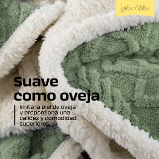 Foto 2 | Cobertor Cobija Aborregado Matrimonial Con Relieve 200x150 Verde